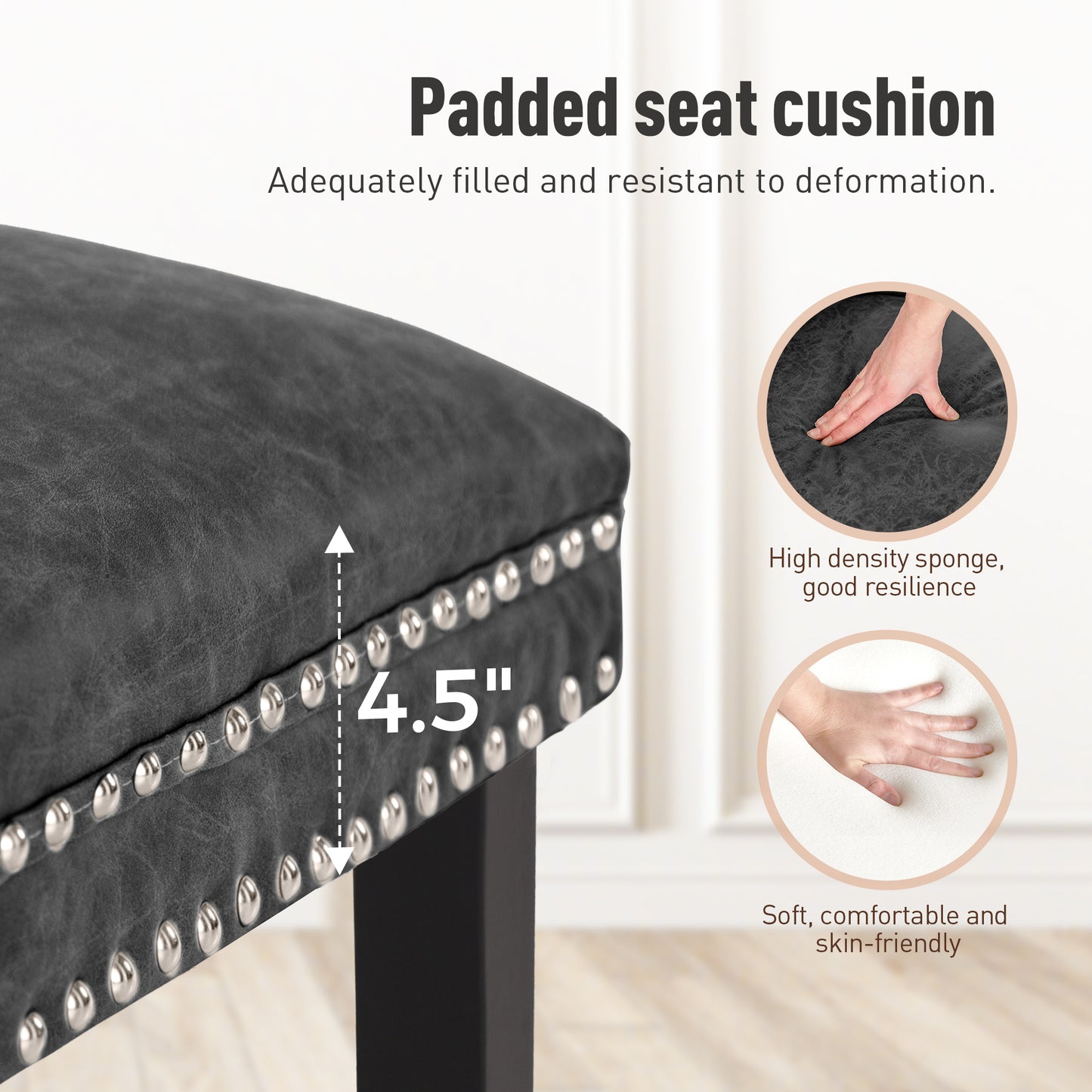 Captiva Designs Indoor High Back Dining Chairs with PU Leather & Padded Seat & Solid Curved Wood Legs