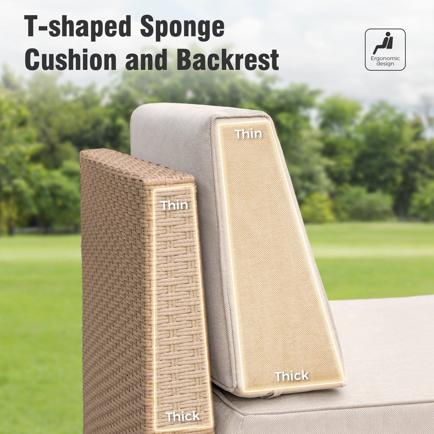 Captiva Designs Large Outdoor Patio Sectional Sofa Wicker Furniture Conversation Set with Cushions