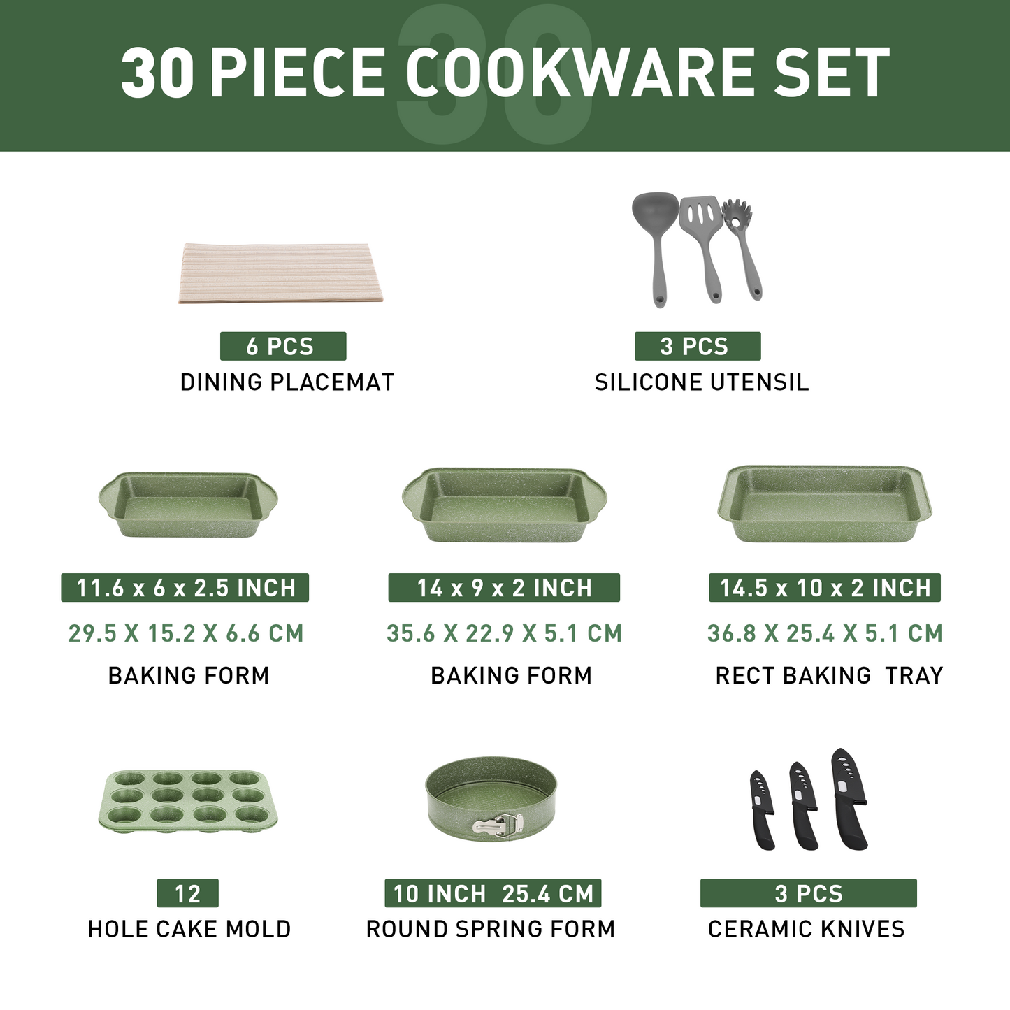 Captiva Designs Nonstick Granite Cookware and Bakeware Set with Heat-Resistant Bakelite Handle