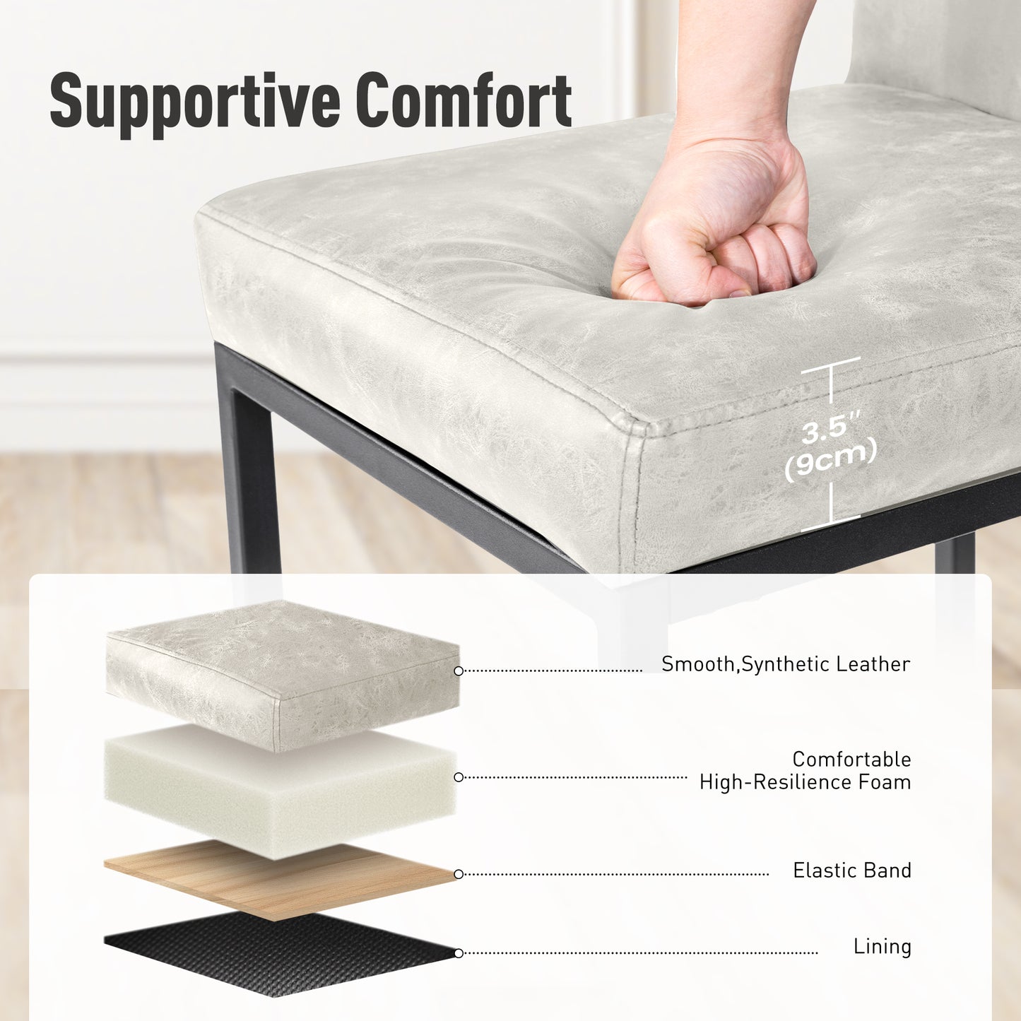 Captiva Designs 24 inch Height Bar Stool with Padded Seat and Back & Sturdy Steel Frame & Footrest