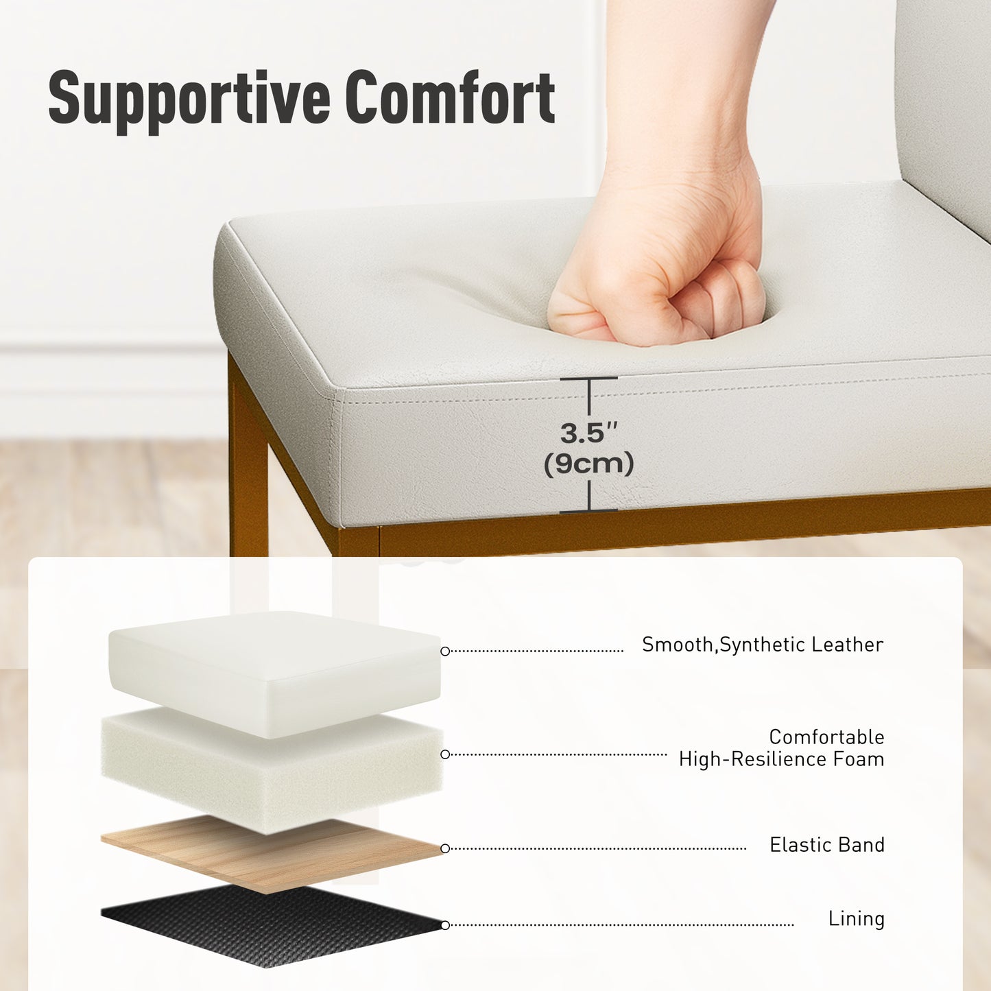 Captiva Designs 24 inch Height Bar Stool with Padded Seat and Back & Sturdy Steel Frame & Footrest