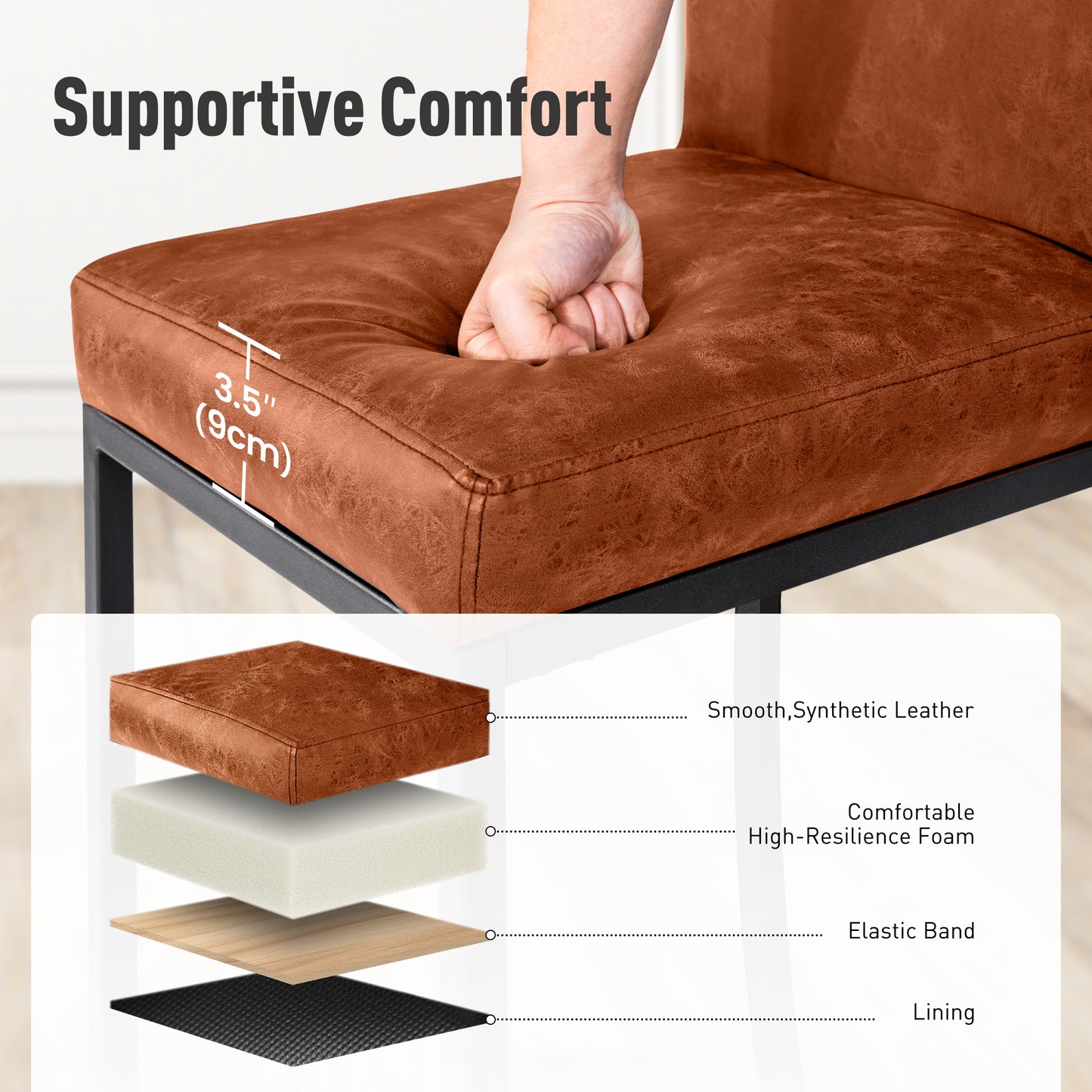 Captiva Designs 24 inch Height Bar Stool with Faux Leather & Padded Seat and Back & Sturdy Steel Frame