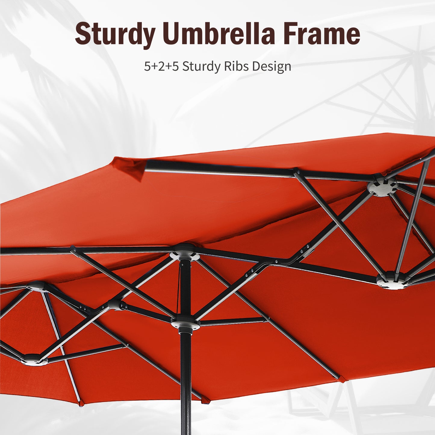 Captiva Designs 8pc Patio Slat-top Dining Steel Table & Stackable Steel Chairs & Market Umbrella