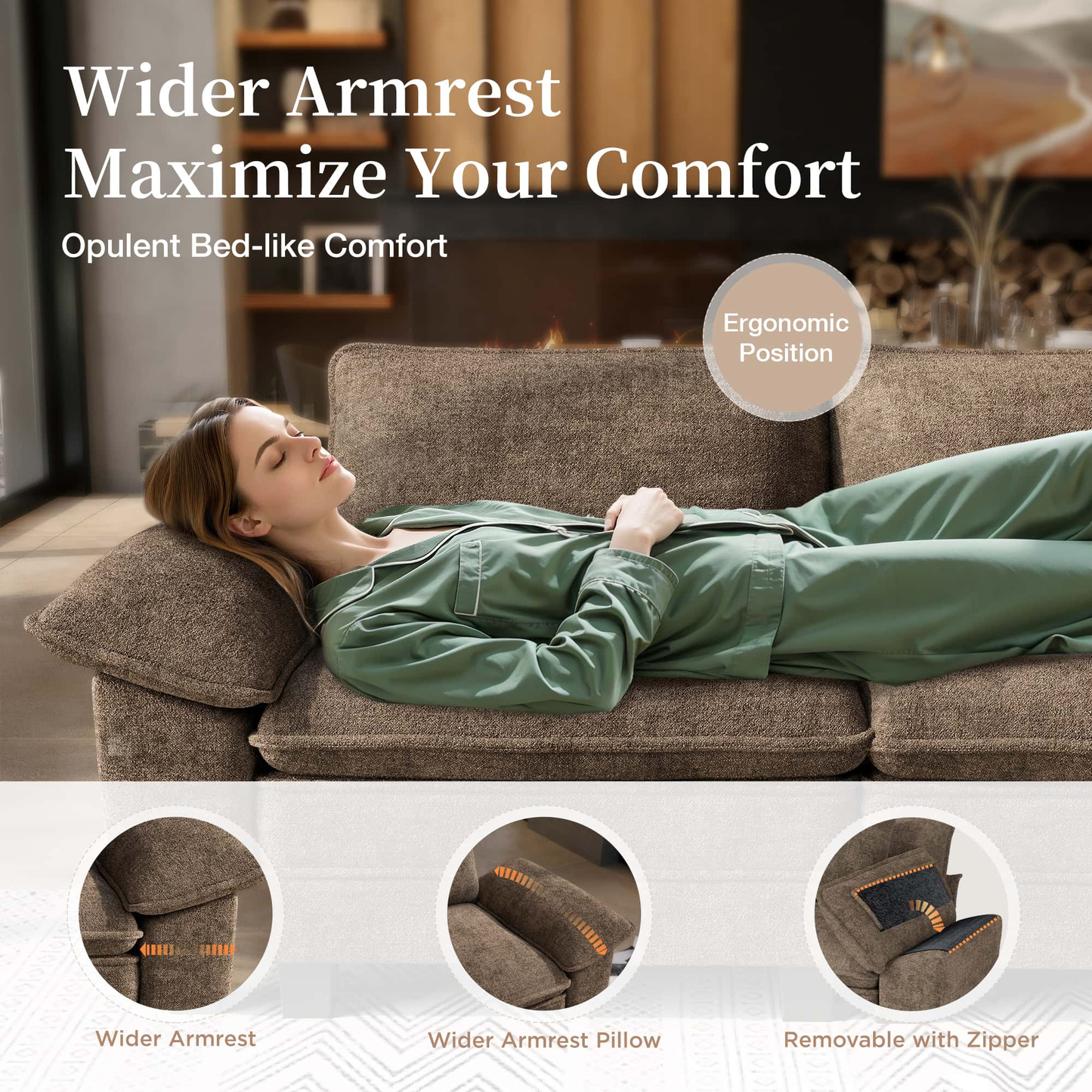 SUNSHINE VALLEY L Shaped Modular Cloud Couch, 157.5'' Oversized Chenille Sectional Sofa with Wider Armrest and Ottoman, Upholstered 5-Seat Modern Deep Seat for Bedroom Living Room, Taupe