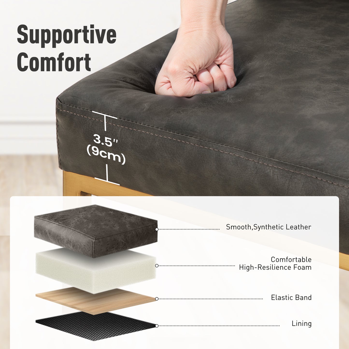 Captiva Designs 24 inch Height Bar Stool with Faux Leather & Padded Seat and Back & Sturdy Steel Frame