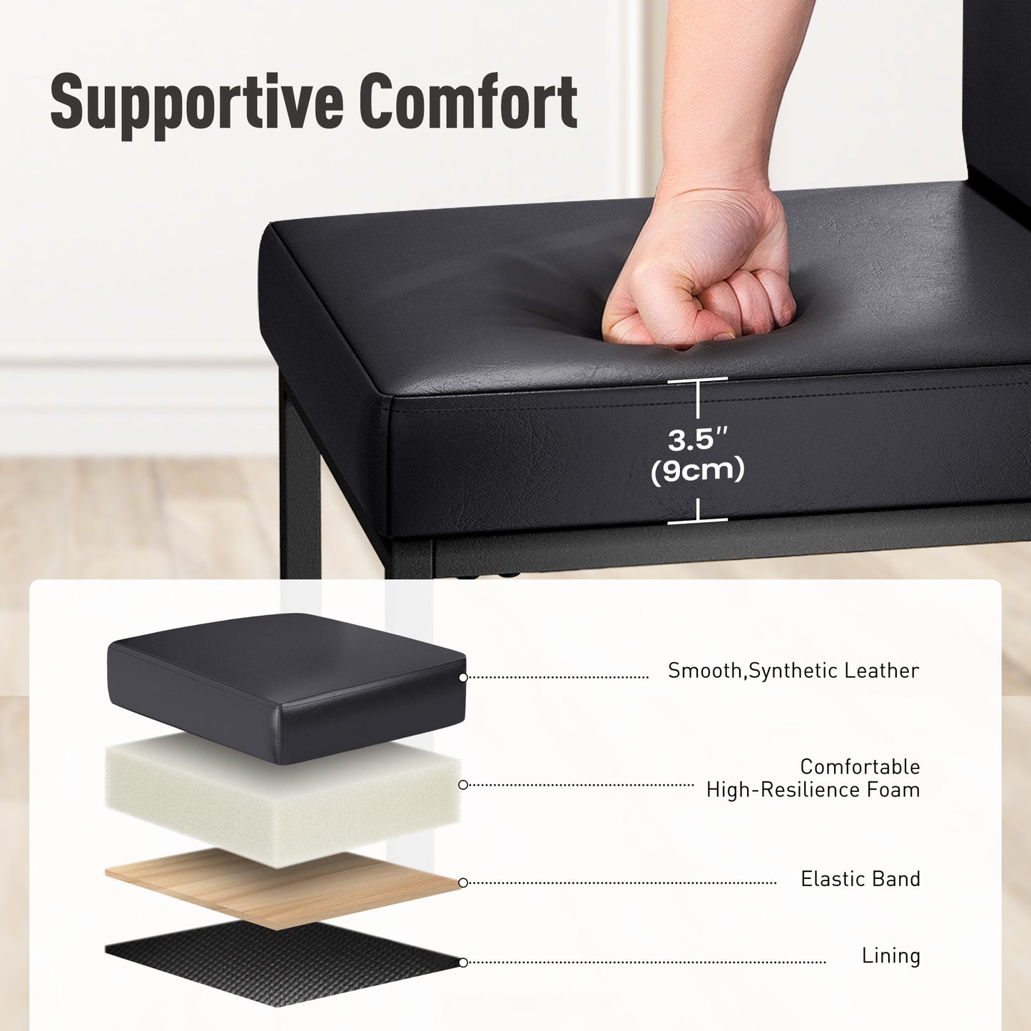 Captiva Designs 24 inch Height Bar Stool with Padded Seat and Back & Sturdy Steel Frame & Footrest