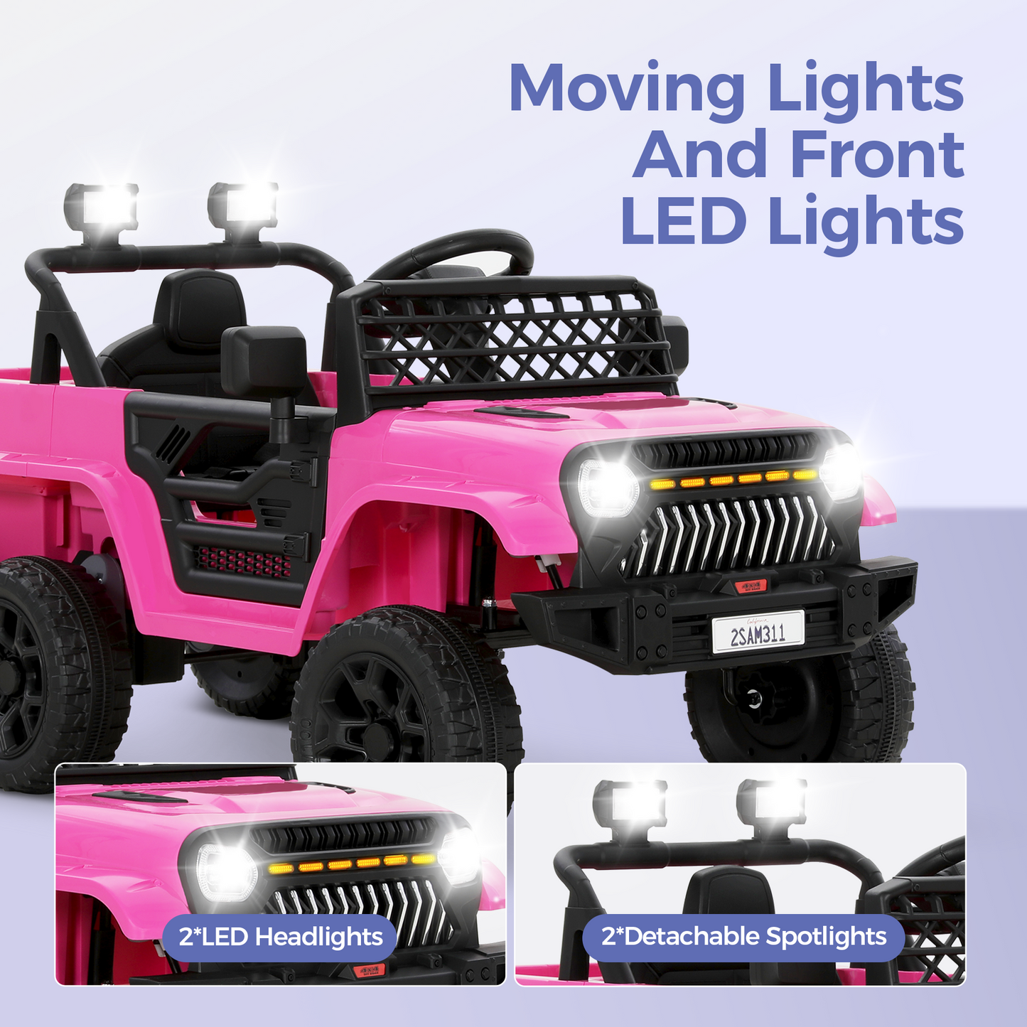 Captiva Designs Electric Jeep Car with Remote Control & Bluetooth Music & Off-Road Power Wheels