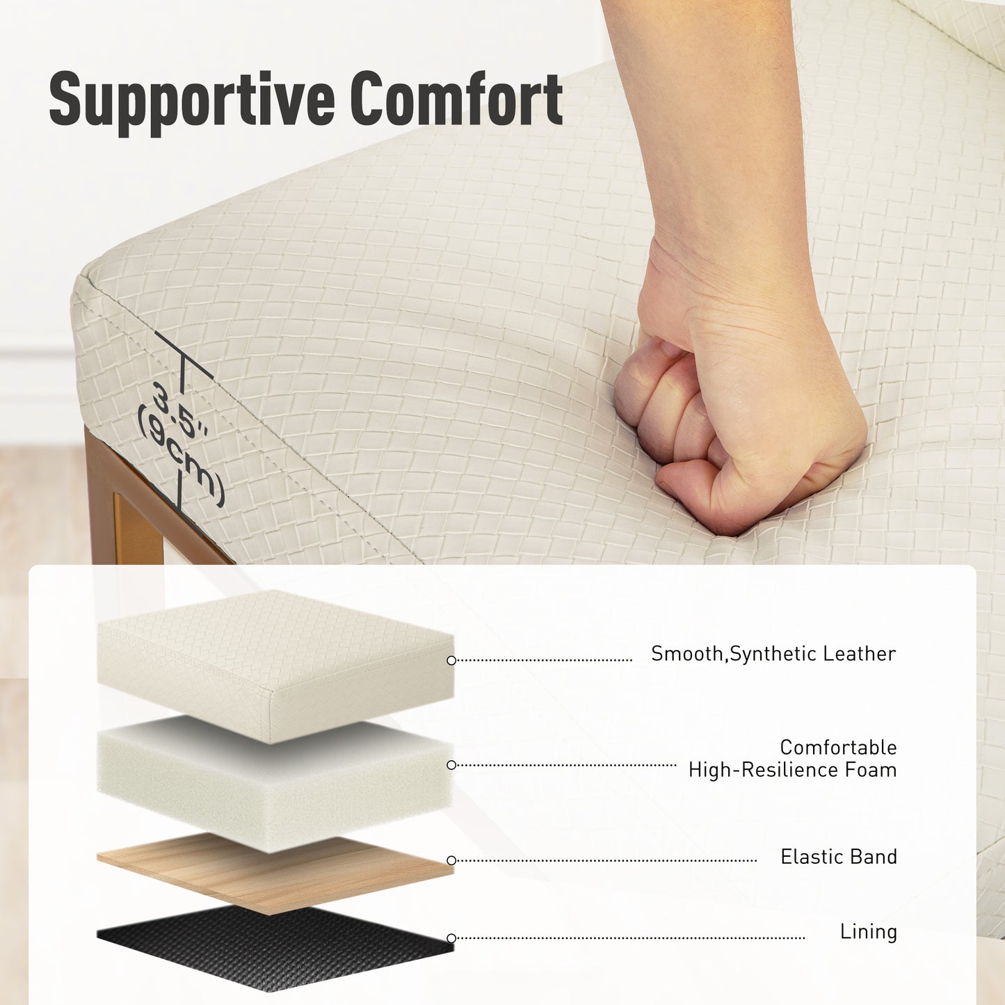 Captiva Designs 24 inch Height Bar Stool with Faux Leather & Padded Seat and Back & Sturdy Steel Frame