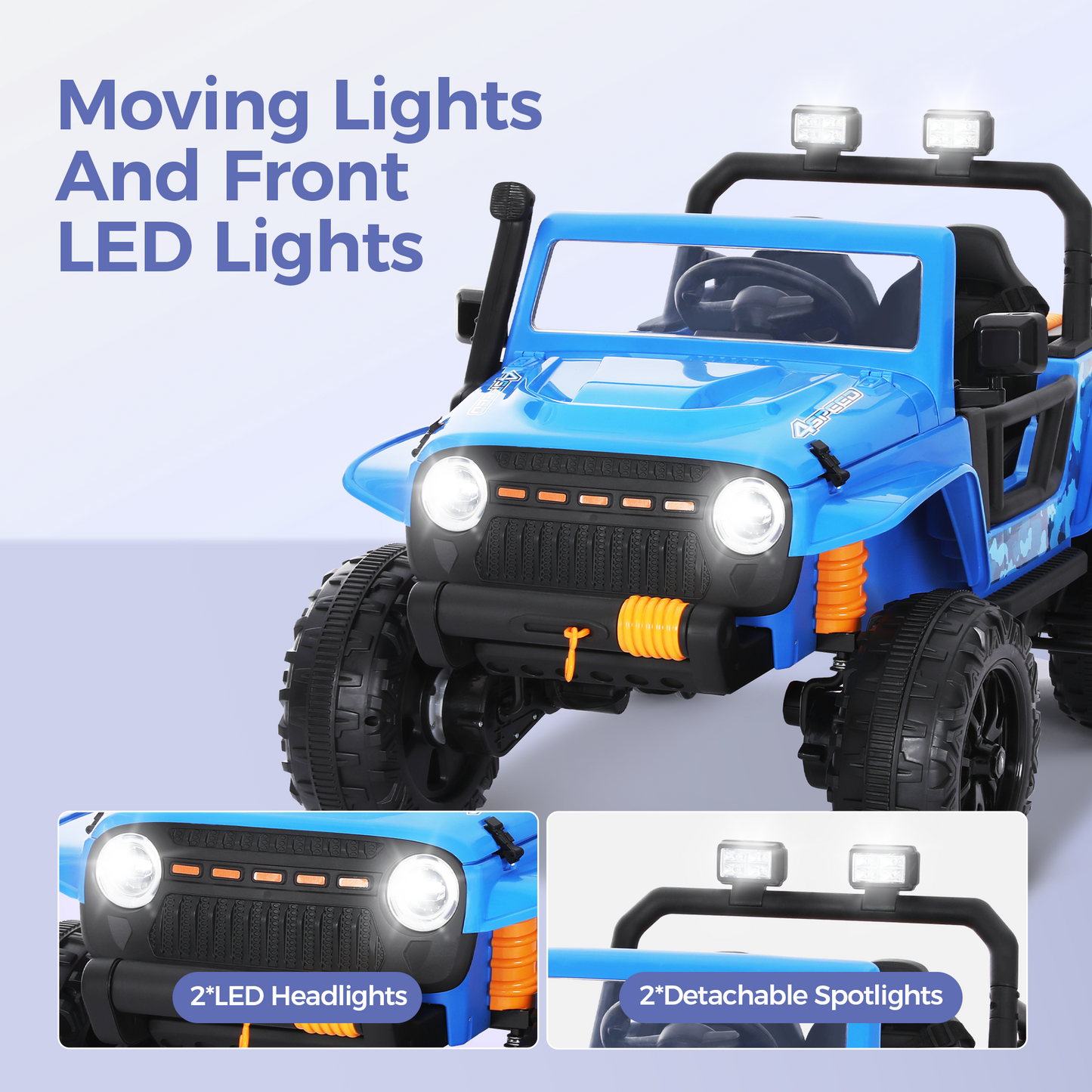 Captiva Designs Electric Jeep Car with Remote Control & Bluetooth Music & Off-Road Power Wheels