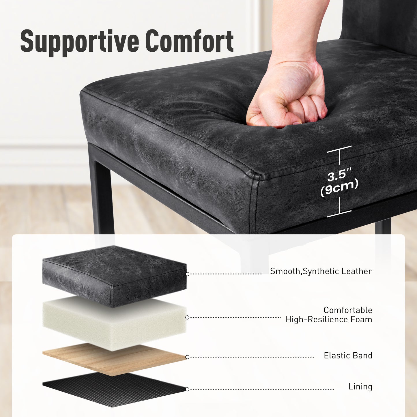 Captiva Designs 24 inch Height Bar Stool with Padded Seat and Back & Sturdy Steel Frame & Footrest