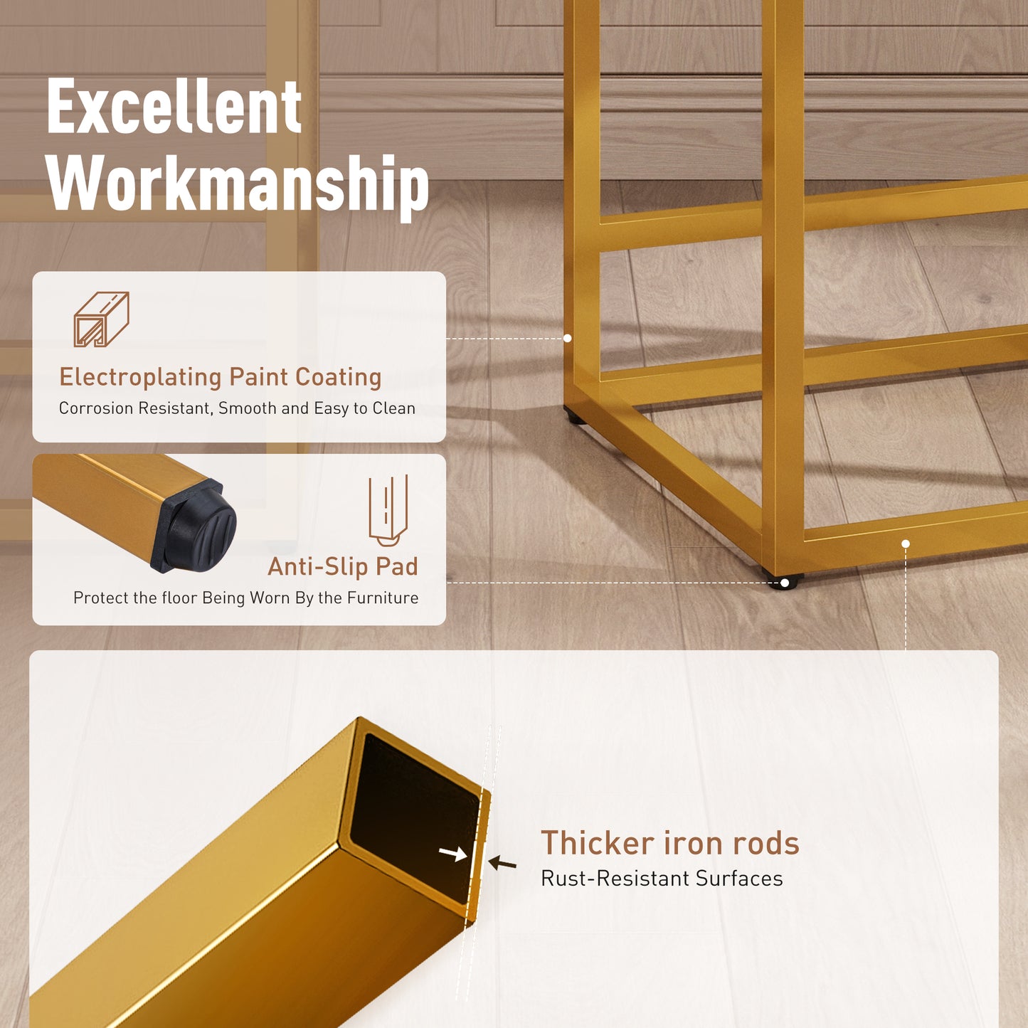 Captiva Designs 24 inch Counter Height Bar Stool with Faux Leather Cushion and Sturdy Metal Frame