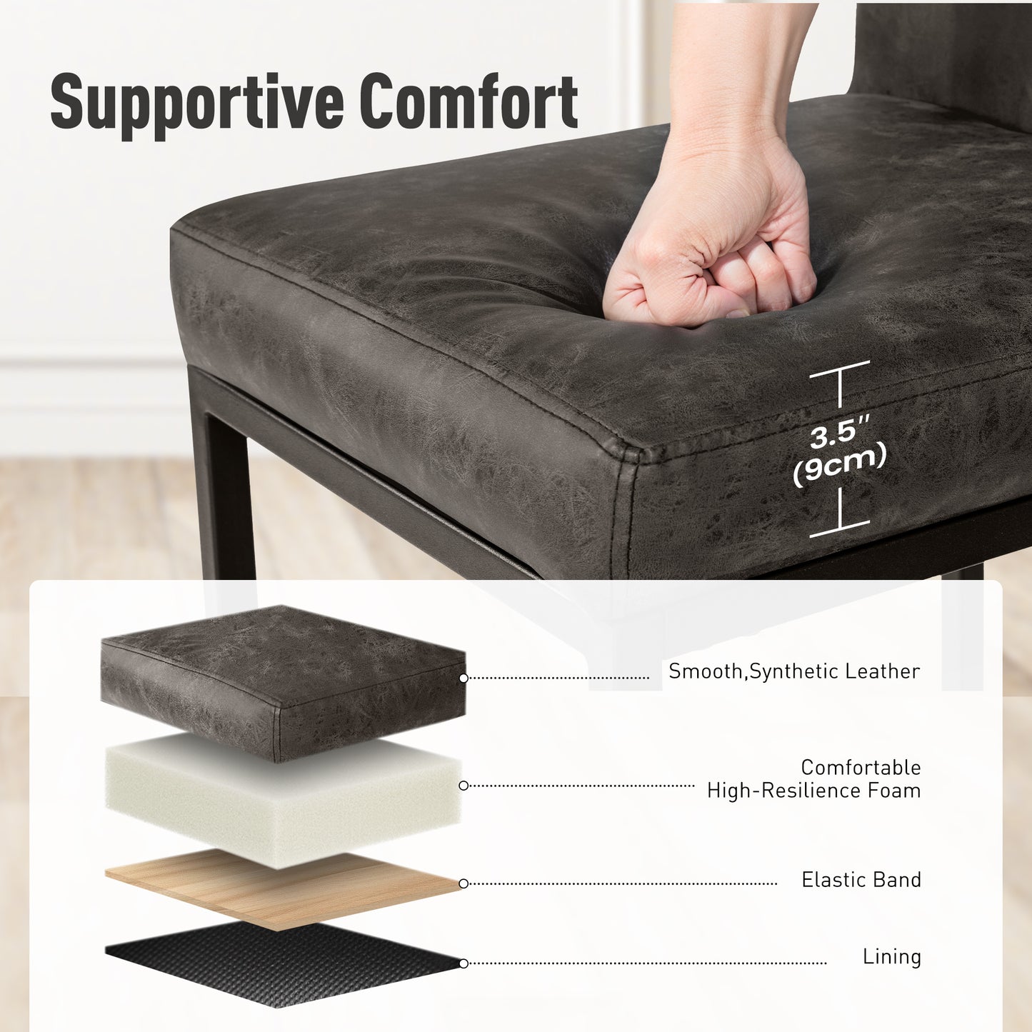 Captiva Designs 24 inch Height Bar Stool with Padded Seat and Back & Sturdy Steel Frame & Footrest