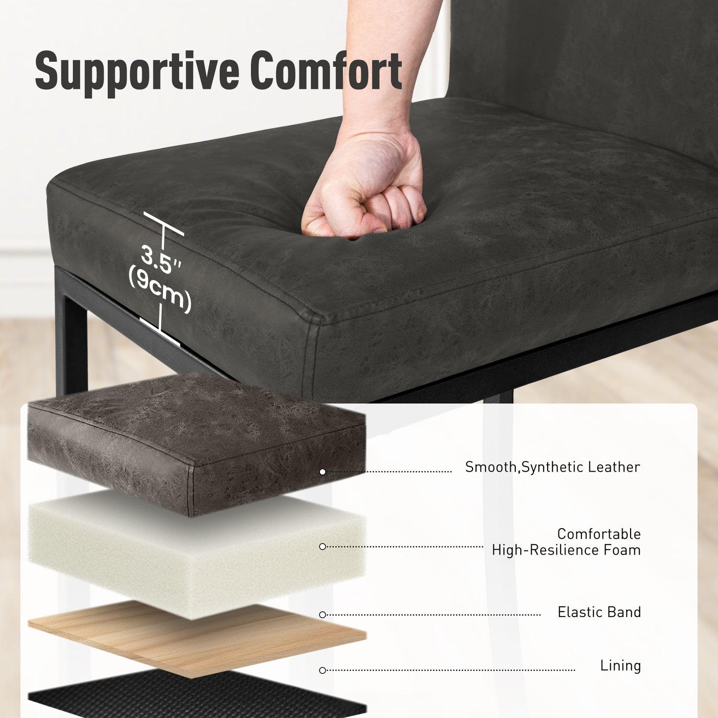 Captiva Designs 24 inch Height Bar Stool with Faux Leather & Padded Seat and Back & Sturdy Steel Frame