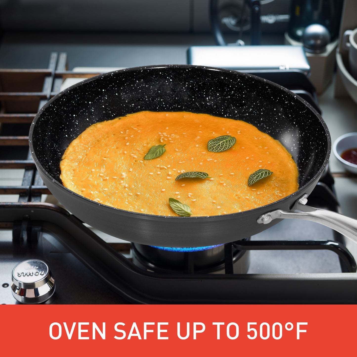 Captiva Designs Hard Anodized Ceramic Non-Stick Fry Pans Set, Black