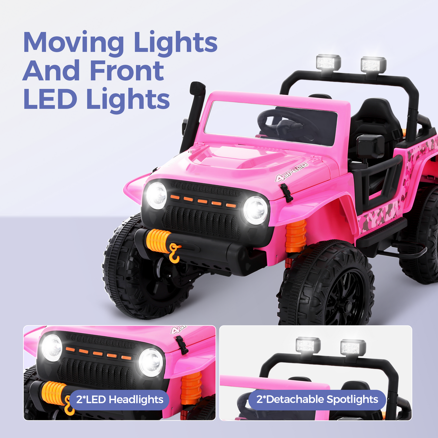 Captiva Designs Electric Jeep Car with Remote Control & Bluetooth Music & Off-Road Power Wheels