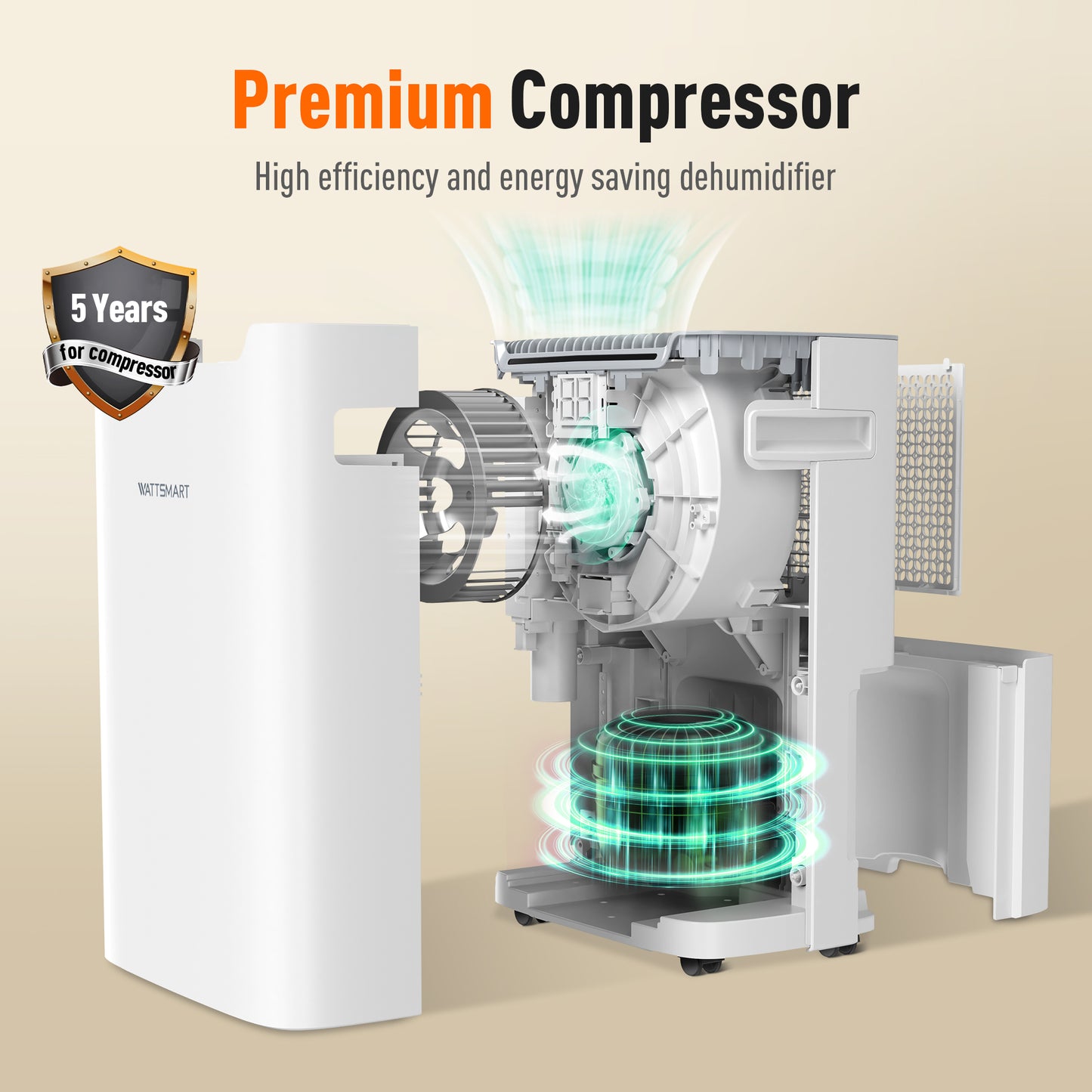 Captiva Designs High Efficiency Quiet Smart Dehumidifier with Auto & Manual Drainage & 3 Working Modes