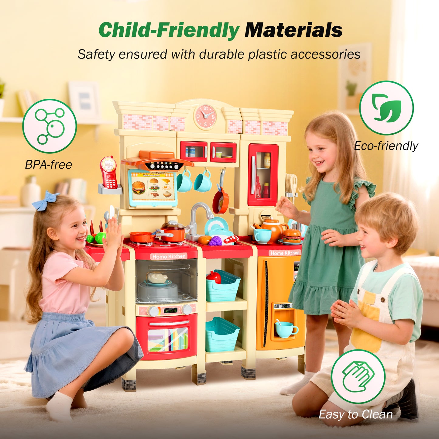 Captiva Designs Immersive Kids Kitchen Playset with Child-Friendly Materials & Authentic Cooking Experience