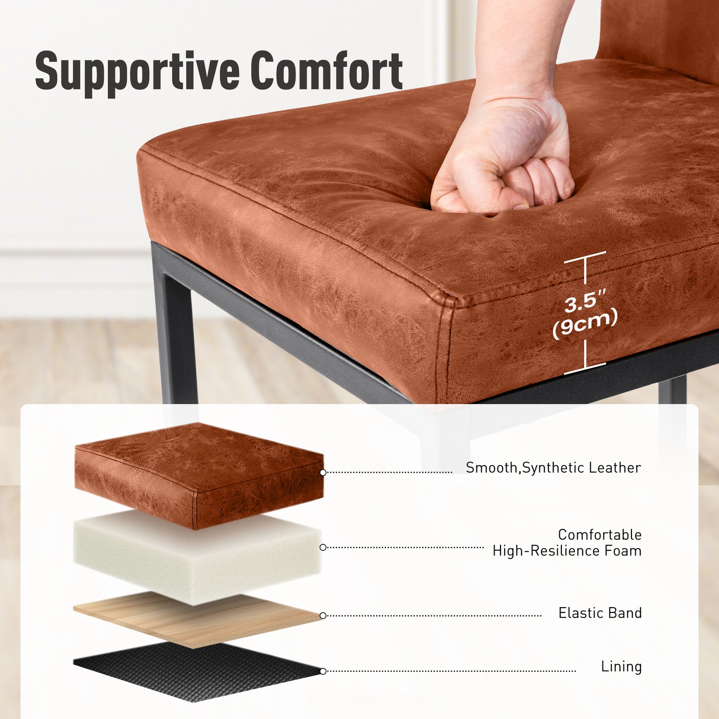 Captiva Designs 24 inch Height Bar Stool with Padded Seat and Back & Sturdy Steel Frame & Footrest