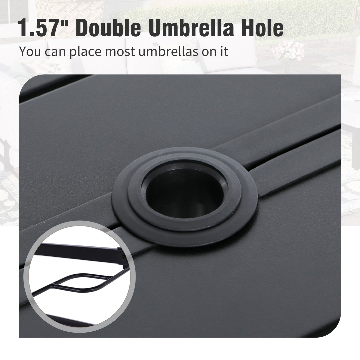 Captiva Designs 5pc Outdoor Patio Steel Dining Table & Metal Chairs with Stripe Back