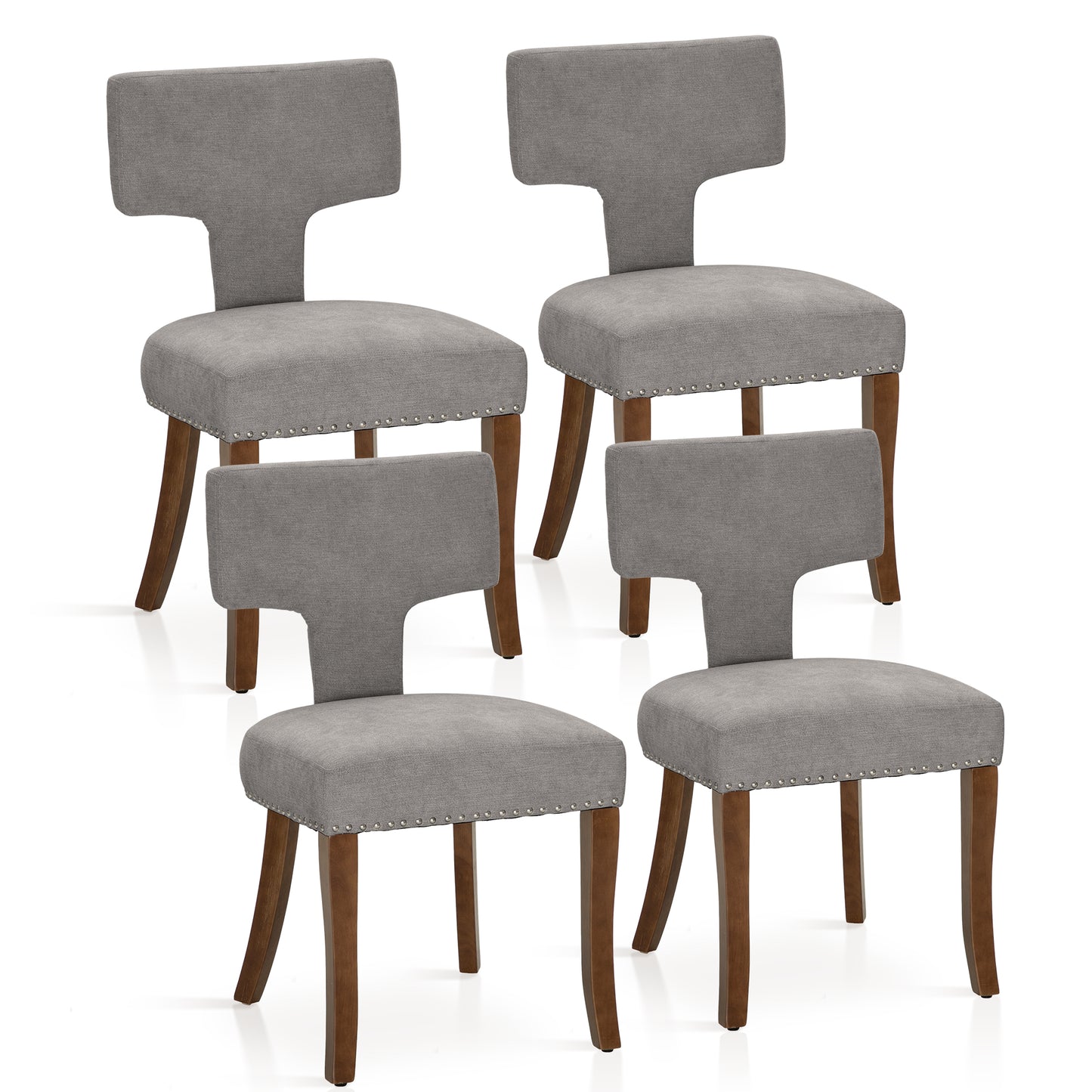 Captiva Designs Dining Chairs with Curved Backrest & Padded Seat & Solid Wood Legs
