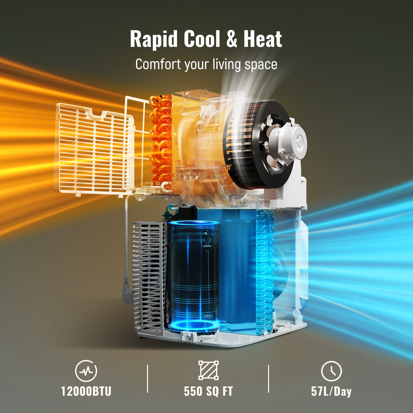 Captiva Designs Portable Air Conditioner Smart Quiet AC Unit with App and Remote Control & 24H Timer