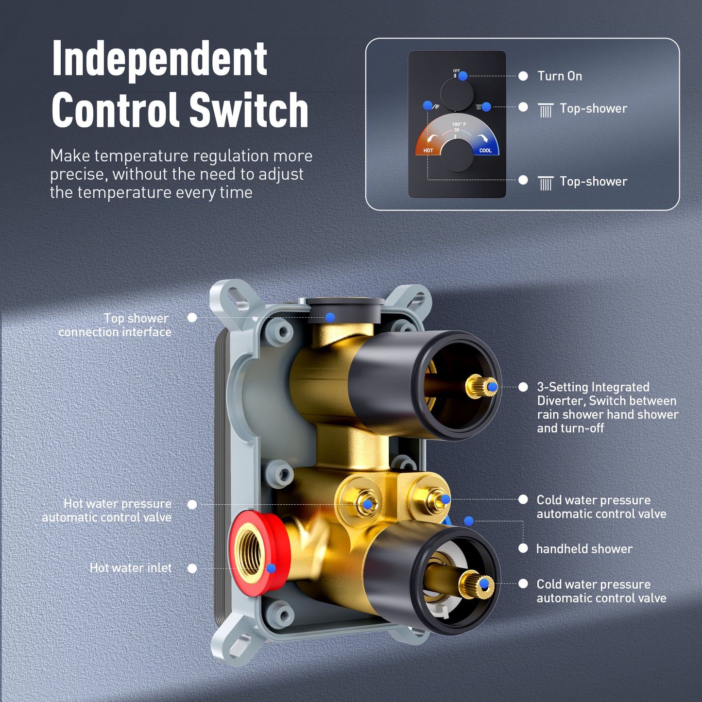 Captiva Designs Wall Mounted High Pressure Shower Head with Hand Shower