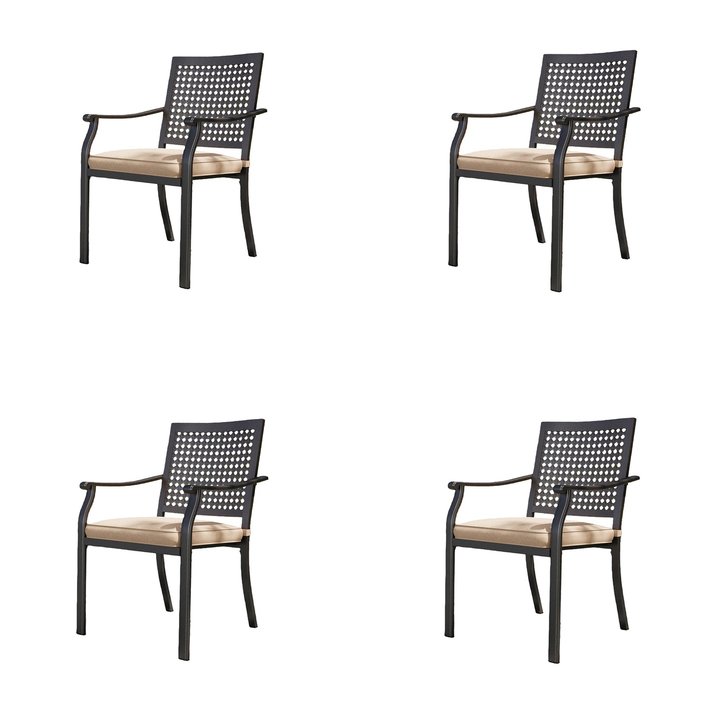 Captiva Designs Outdoor Patio Dining Chairs with Powder-coated Steel Frame