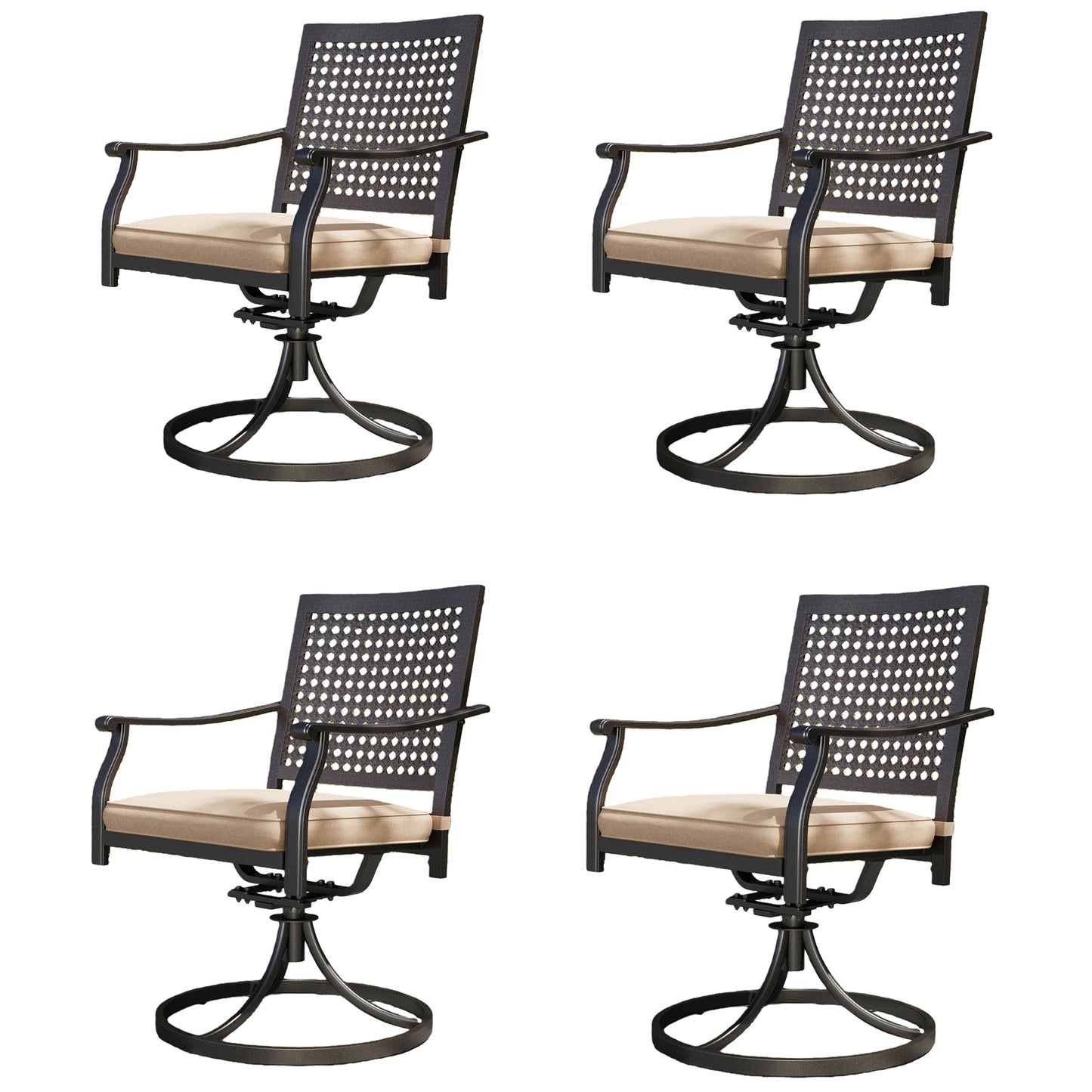 Captiva Designs Outdoor Patio Dining Swivel Steel Chairs with Thick Cushions