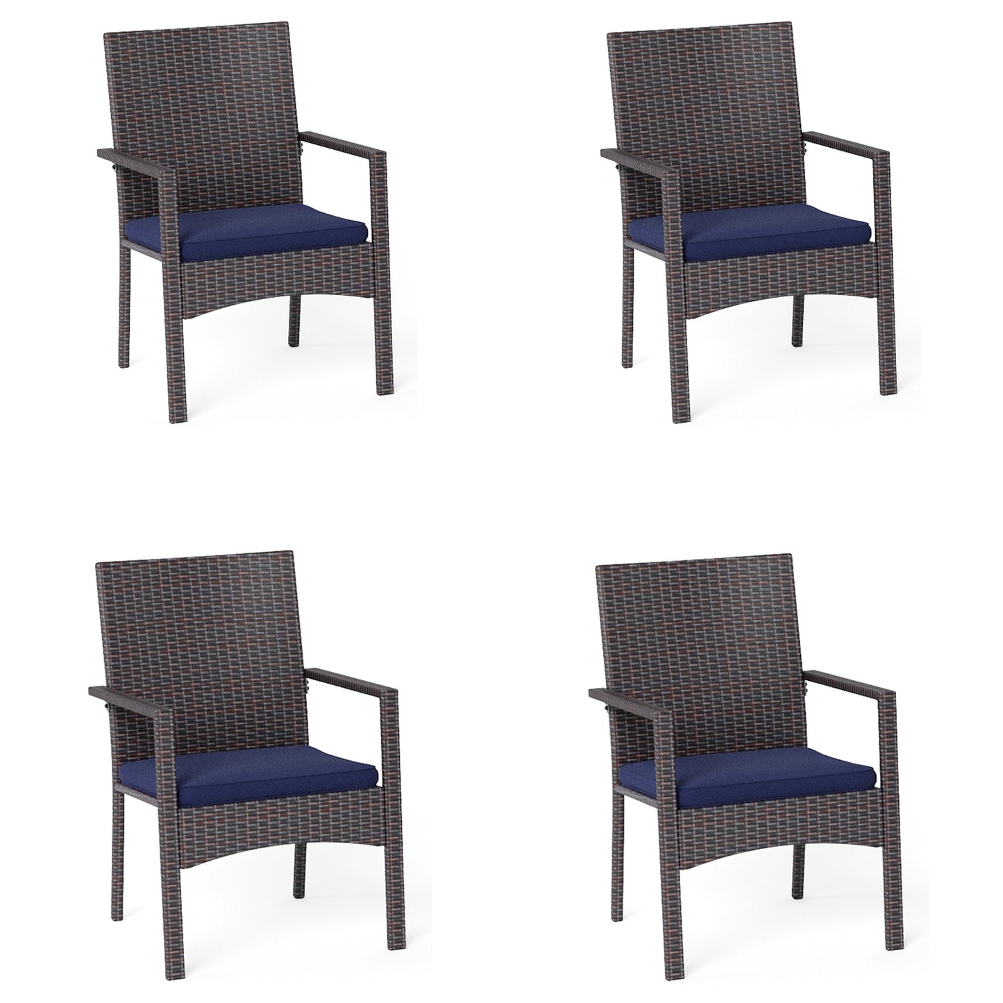 Captiva Designs Outdoor Patio All-weather Wicker Dining Chairs with Thick Cushion