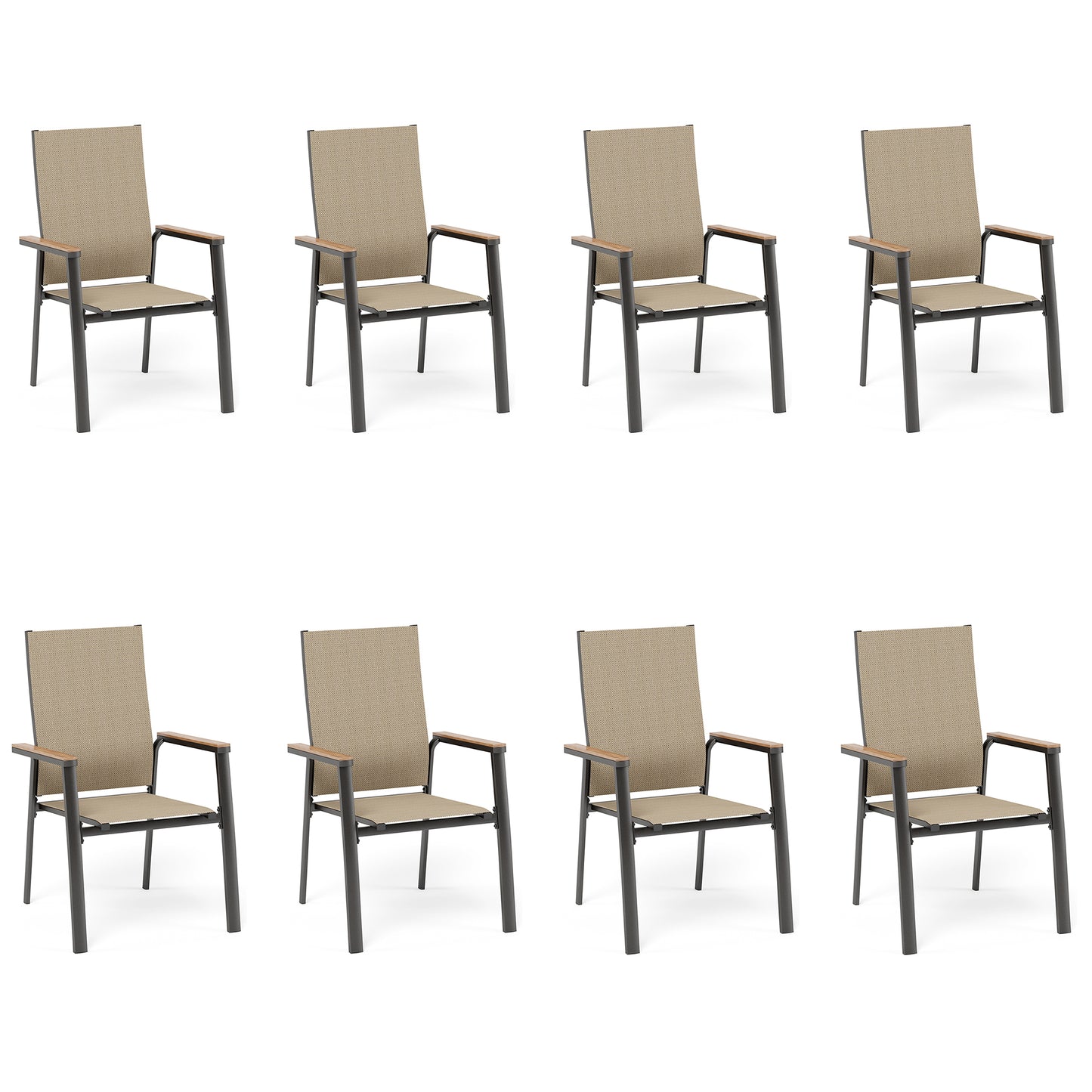 Captiva Designs 2 件套户外铝制餐厅椅，配有快干特斯林和仿木扶手