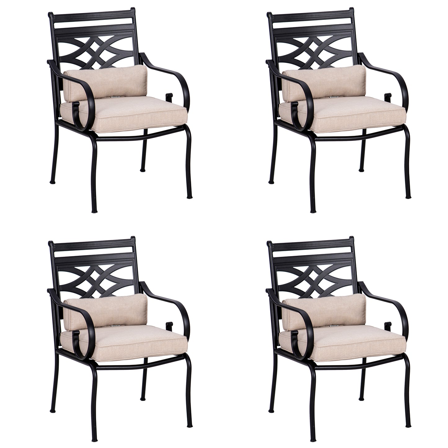 Captiva Designs Outdoor Patio Dining Floral Back Steel Chairs with Thick Seat & Back Cushion
