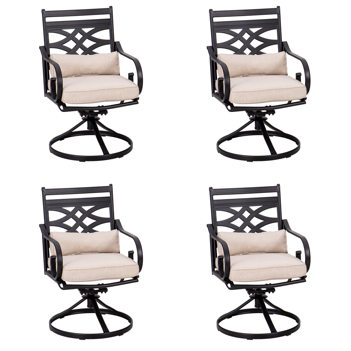 Captiva Designs Outdoor Patio Dining Floral Back Steel Chairs with Thick Seat & Back Cushion