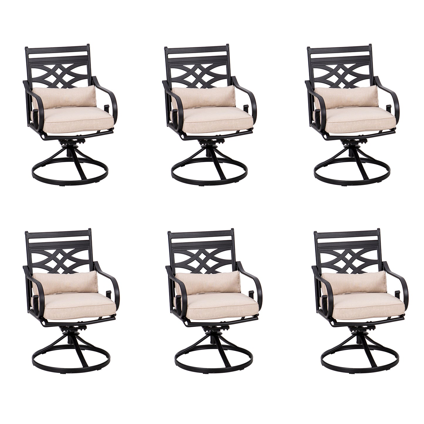 Captiva Designs Outdoor Patio Dining Floral Back Steel Chairs with Thick Seat & Back Cushion