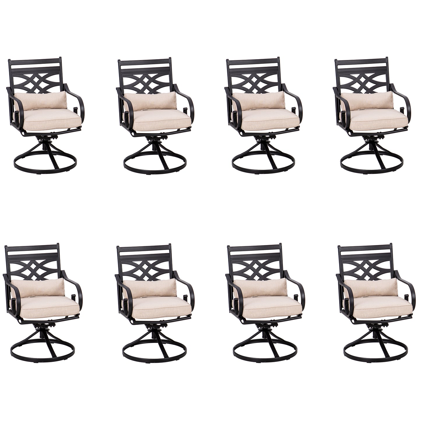 Captiva Designs Outdoor Patio Dining Floral Back Steel Chairs with Thick Seat & Back Cushion