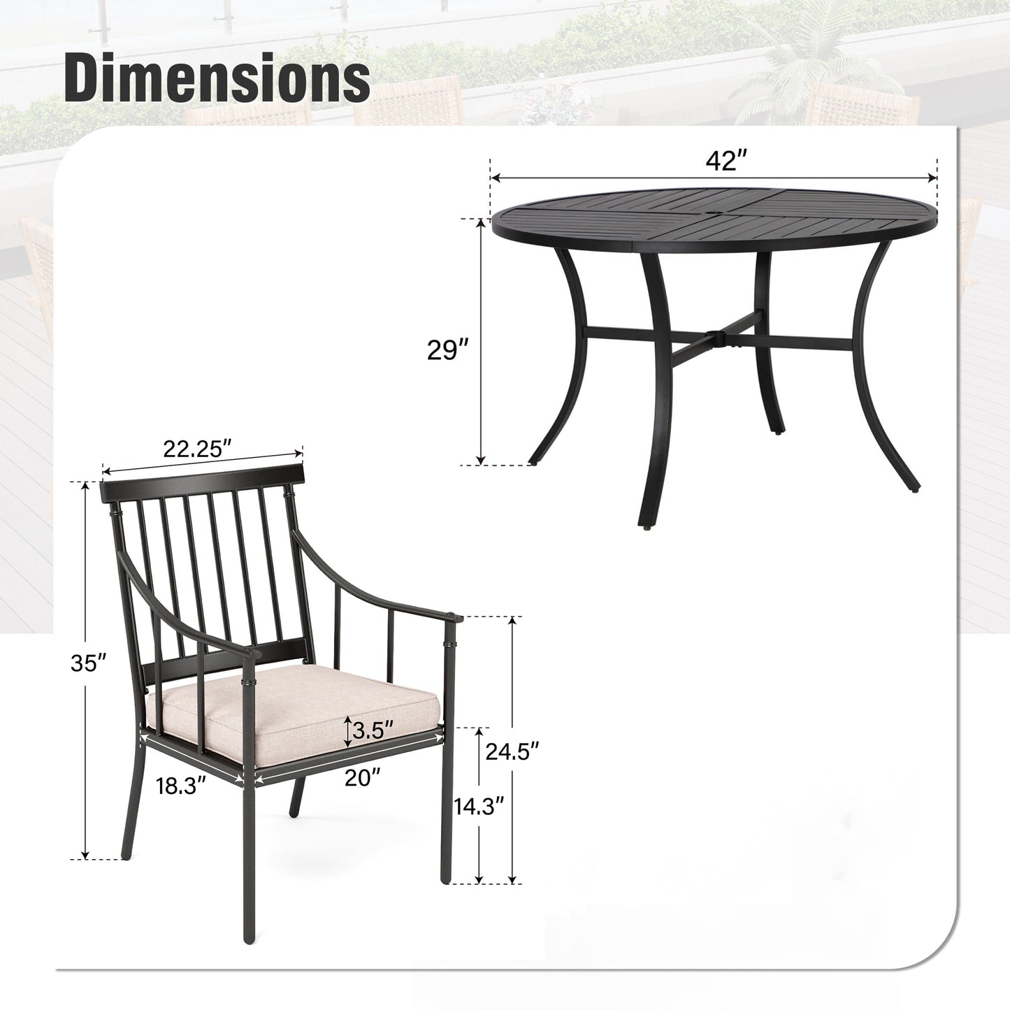 Captiva Designs 5pc Outdoor Patio Steel Dining Table & Stylish Cushioned Metal Chairs