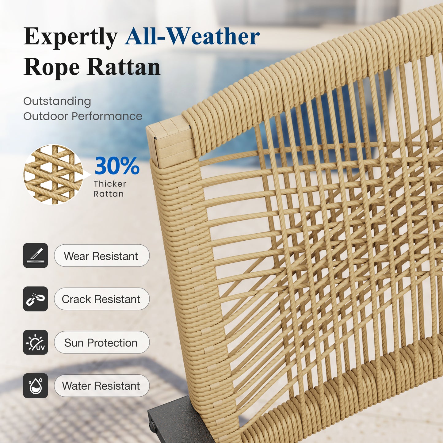 Captiva Designs Patio Dining Polyrattan Chairs with Steel Armrests and Wooden Wicker Back