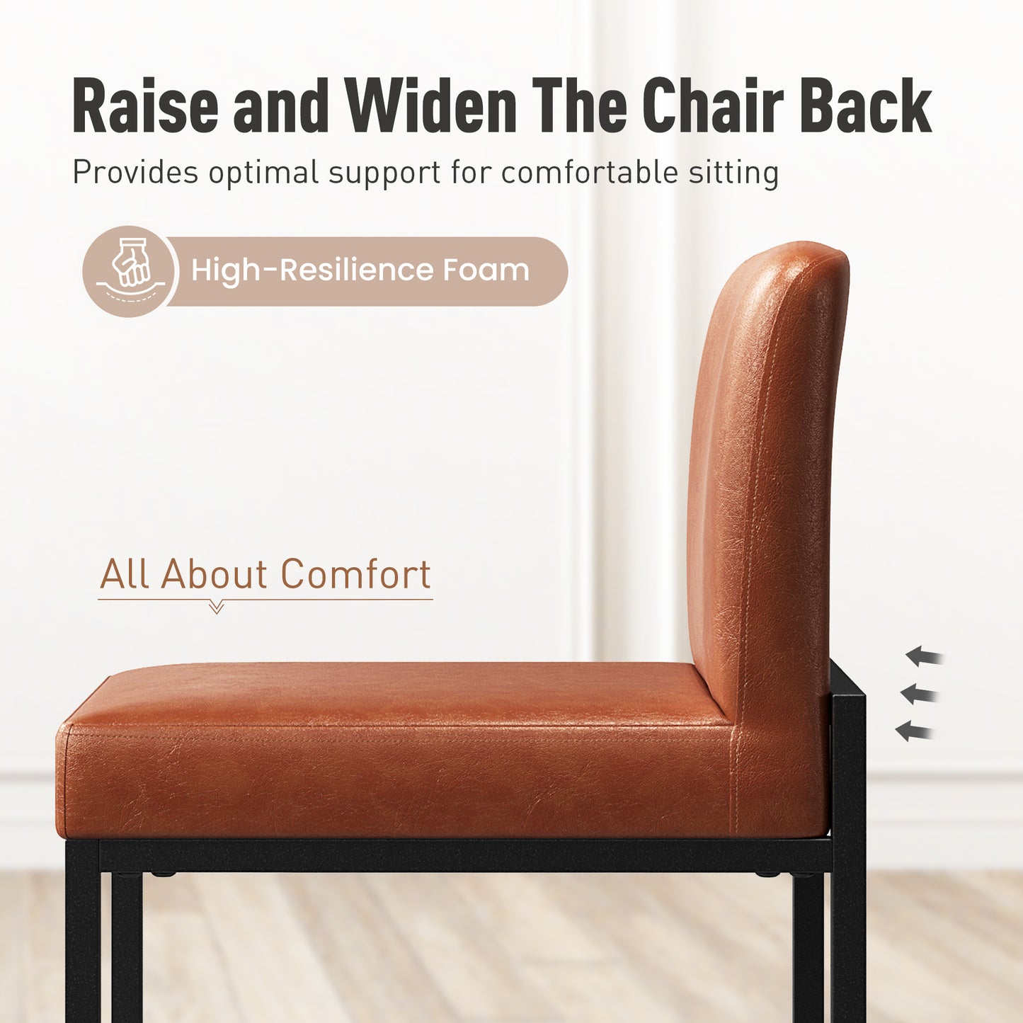 Captiva Designs 24 inch Height Bar Stool with Padded Seat and Back & Sturdy Steel Frame & Footrest