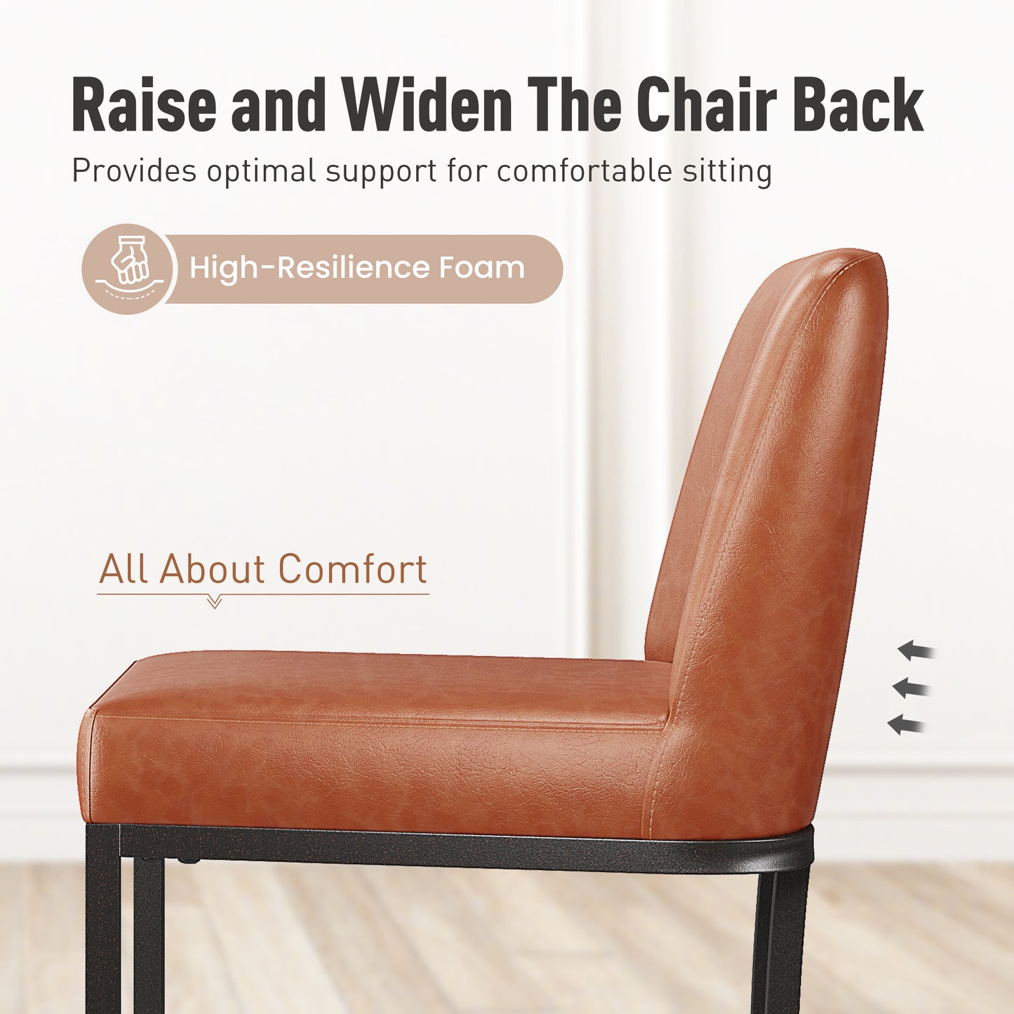 Captiva Designs 24 inch Height Bar Stool with Faux Leather & Padded Seat and Back & Sturdy Steel Frame