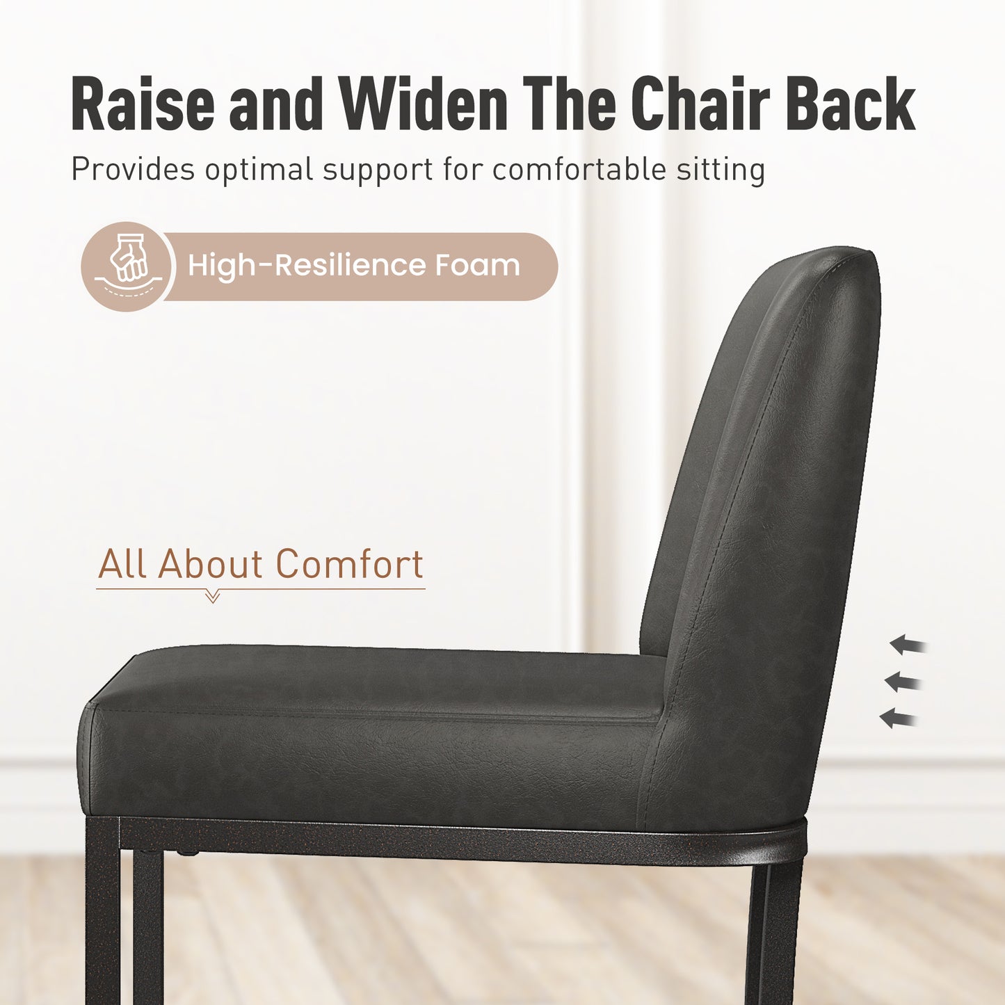 Captiva Designs 24 inch Height Bar Stool with Faux Leather & Padded Seat and Back & Sturdy Steel Frame