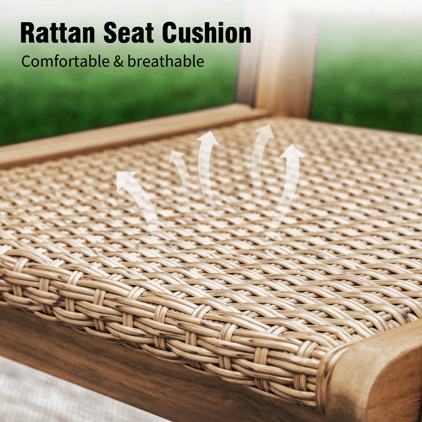 Captiva Designs 9 件套露台户外木质餐桌椅套装，配有 8 把藤椅和 1 张相思木长方形桌子