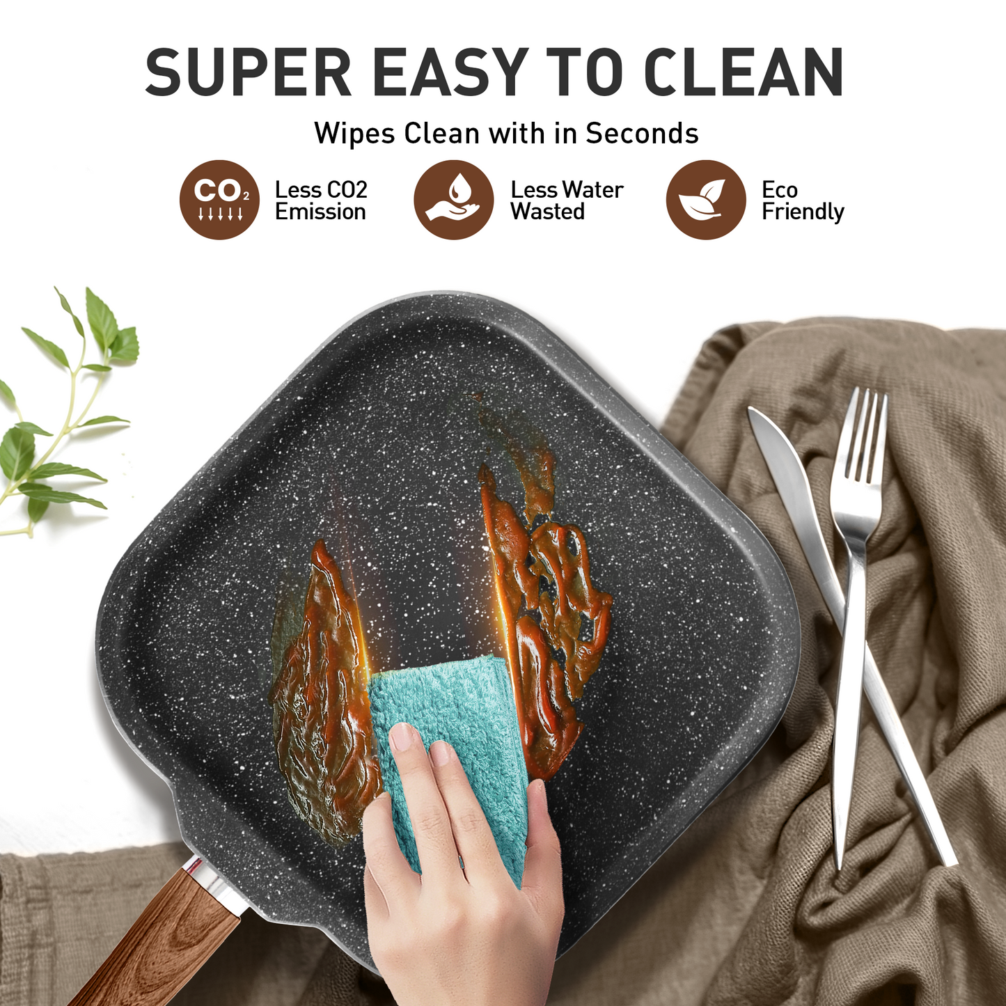 Captiva Designs Nonstick Granite Cookware and Bakeware Set with Heat-Resistant Bakelite Handle