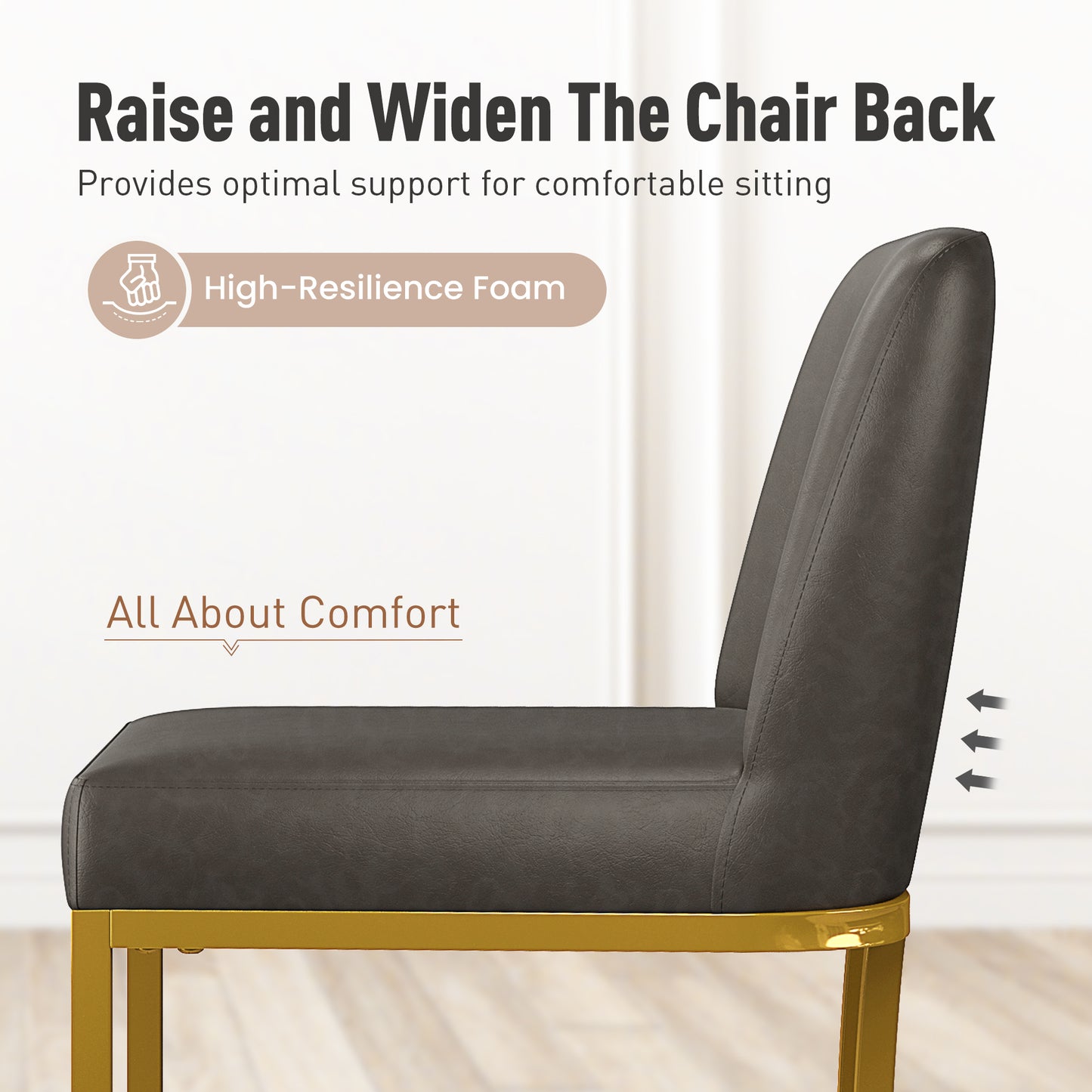 Captiva Designs 24 inch Height Bar Stool with Faux Leather & Padded Seat and Back & Sturdy Steel Frame