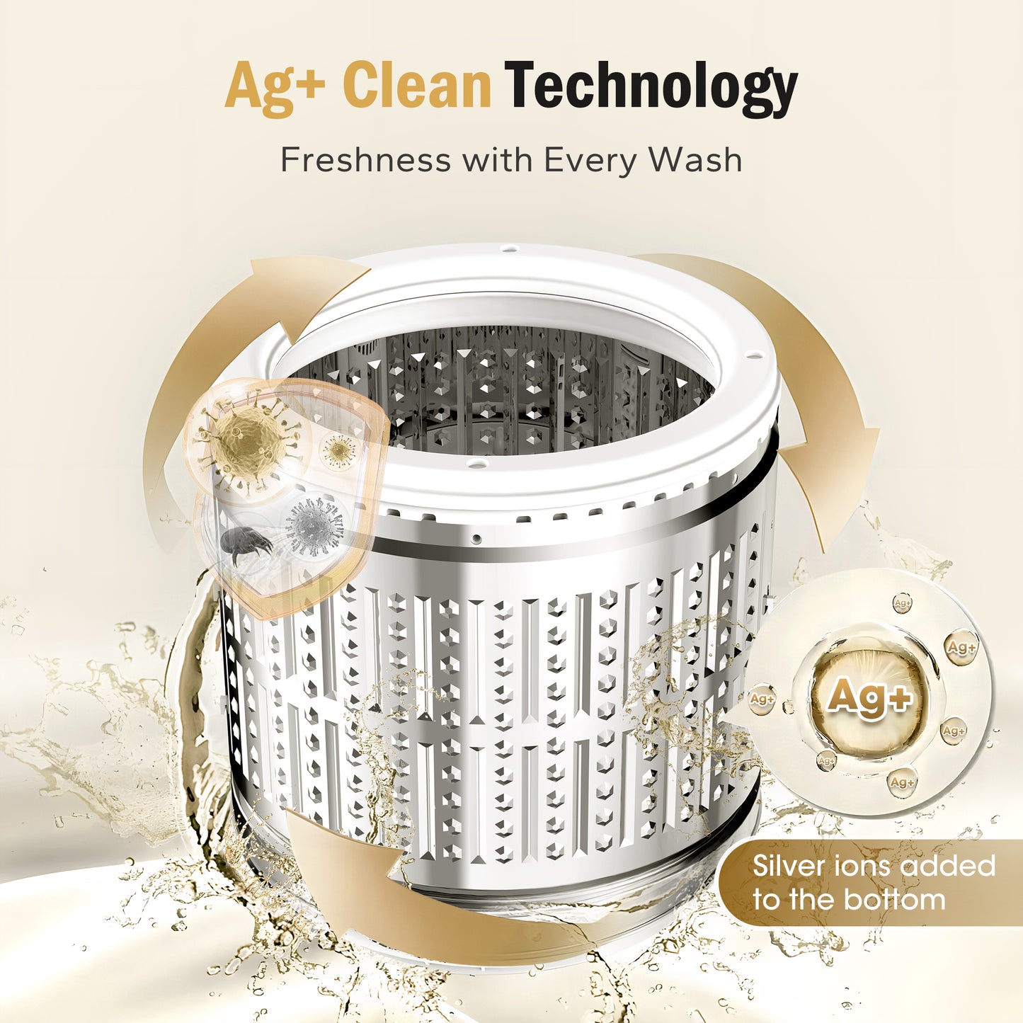 Captiva Designs Automatic Portable Washing Machine 360° Waterfull Deep Clean with Customizable Washing Modes