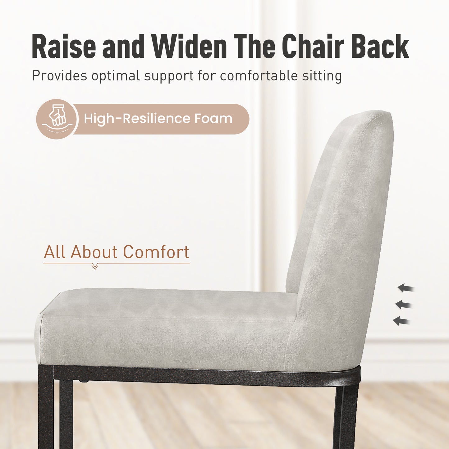 Captiva Designs 24 inch Height Bar Stool with Faux Leather & Padded Seat and Back & Sturdy Steel Frame