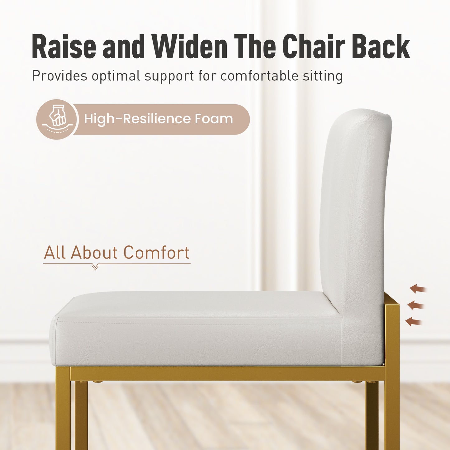 Captiva Designs 24 inch Height Bar Stool with Padded Seat and Back & Sturdy Steel Frame & Footrest