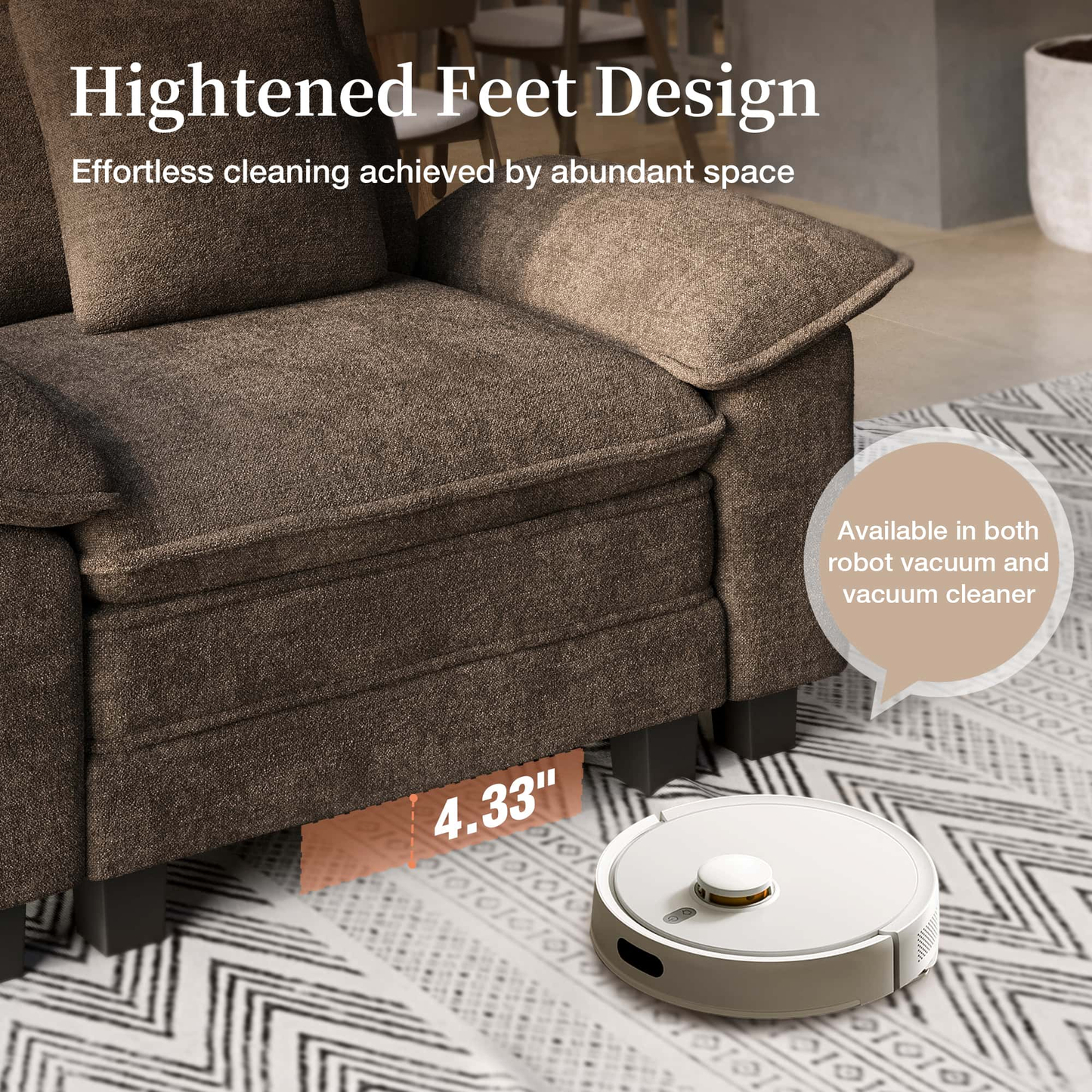 SUNSHINE VALLEY L Shaped Modular Cloud Couch, 157.5'' Oversized Chenille Sectional Sofa with Wider Armrest and Ottoman, Upholstered 5-Seat Modern Deep Seat for Bedroom Living Room, Taupe