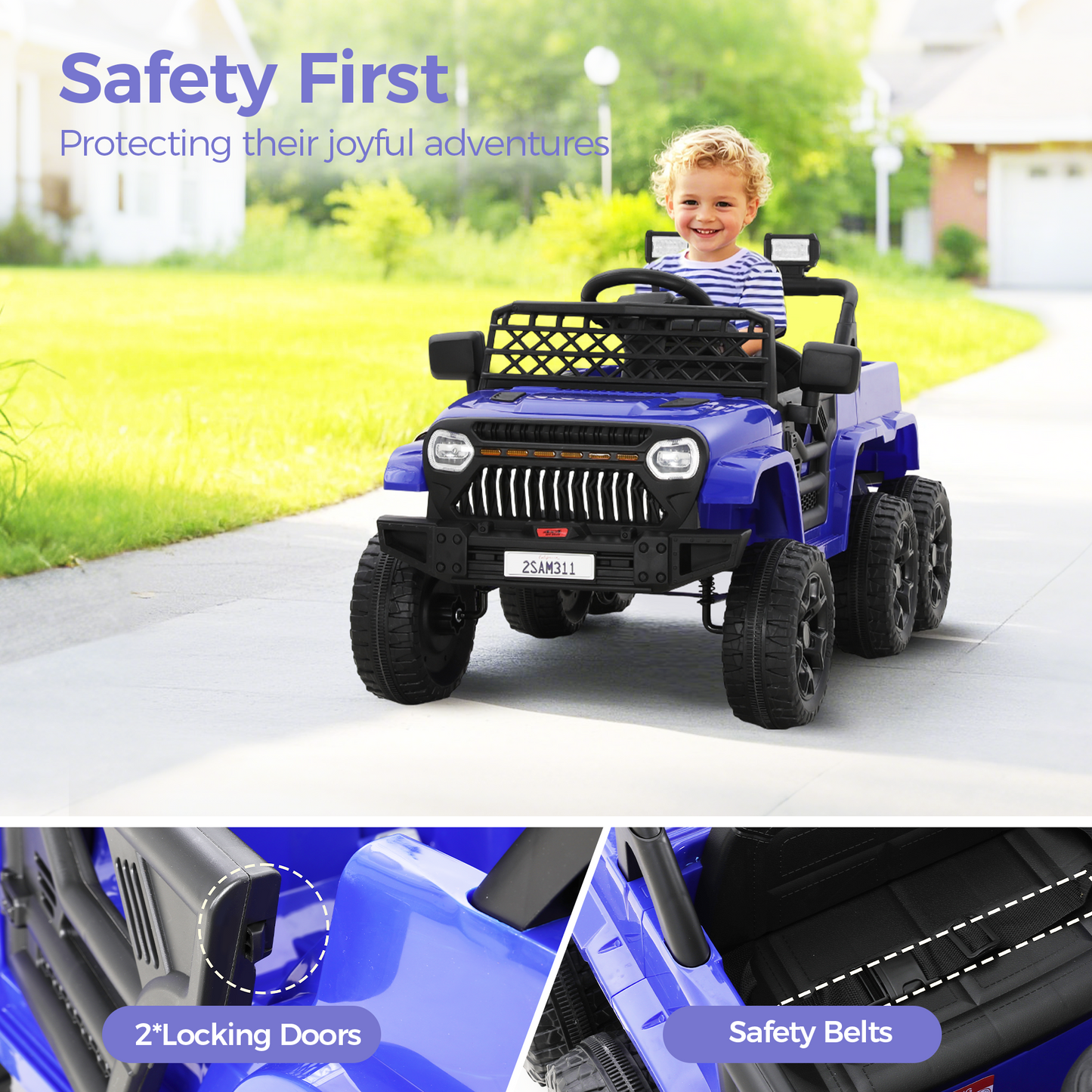 Captiva Designs Electric Jeep Car with Remote Control & Bluetooth Music & Off-Road Power Wheels