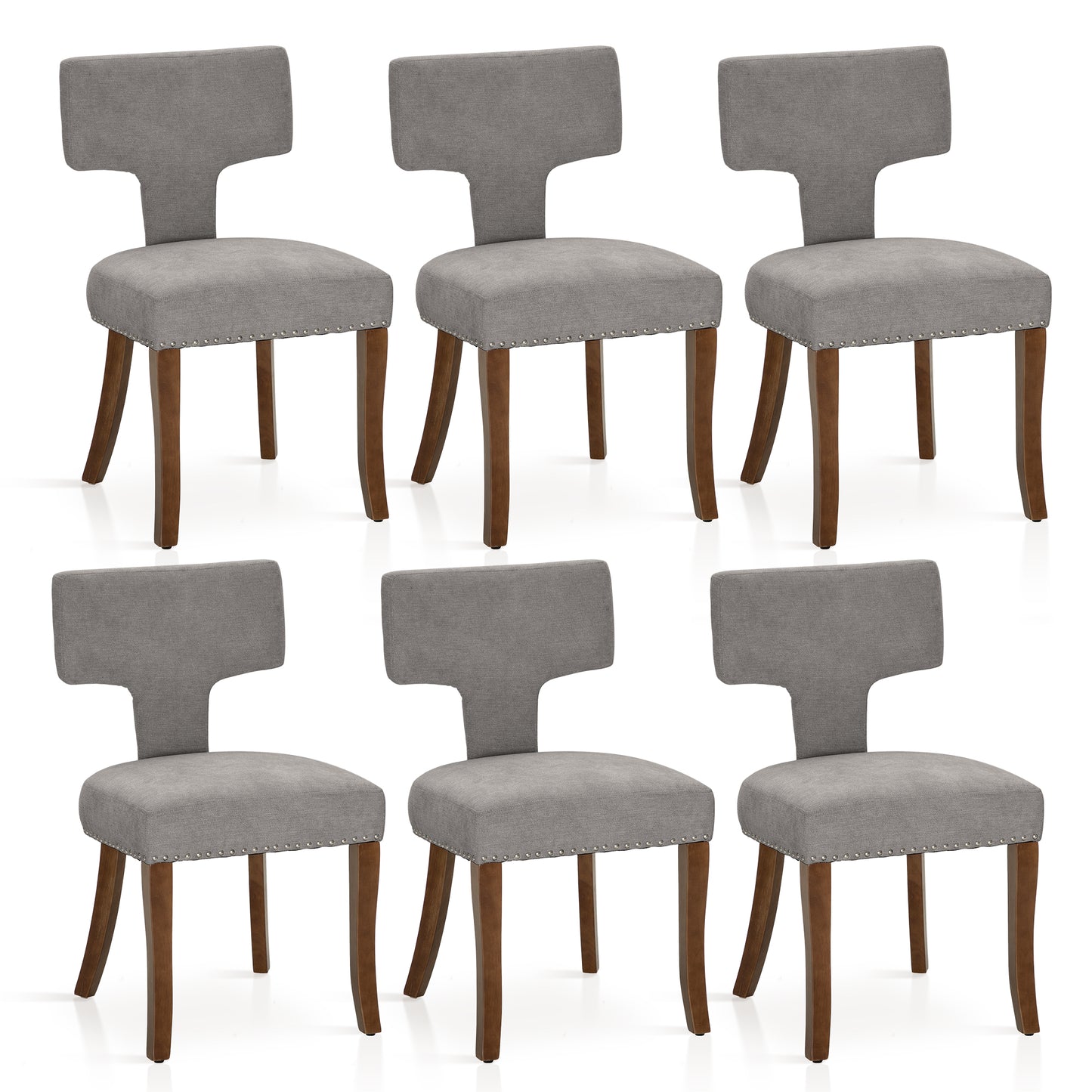 Captiva Designs Dining Chairs with Curved Backrest & Padded Seat & Solid Wood Legs