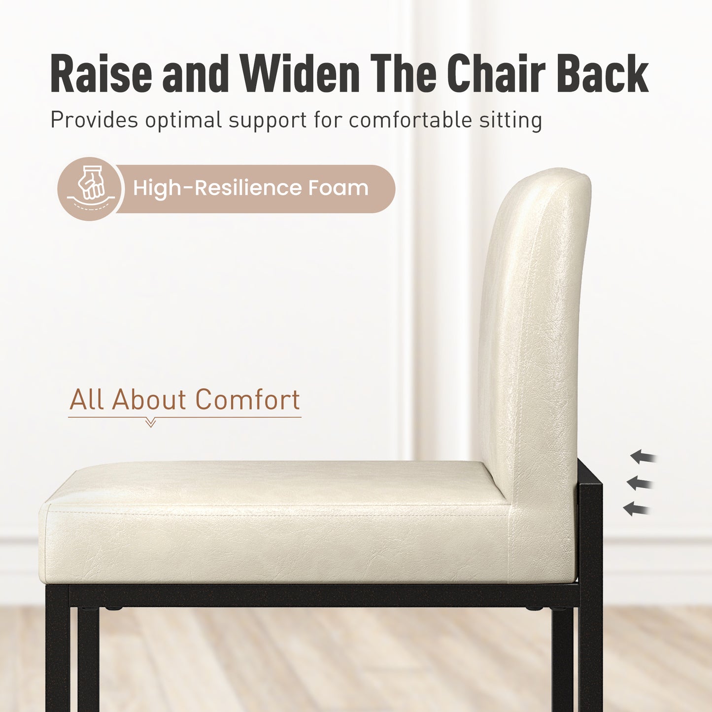 Captiva Designs 24 inch Height Bar Stool with Padded Seat and Back & Sturdy Steel Frame & Footrest