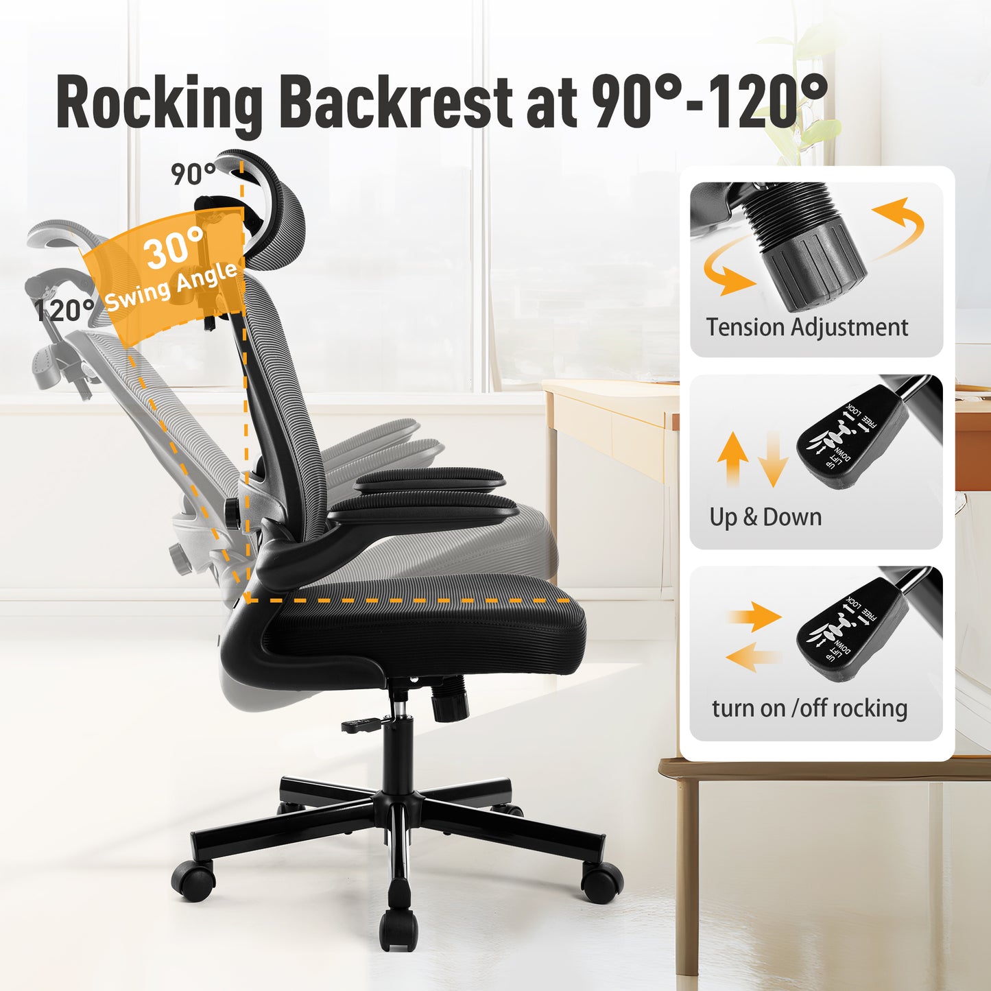 Captiva Designs Ergonomic Office Chair Adjustable Height & Armrest Swivel Chair, Black